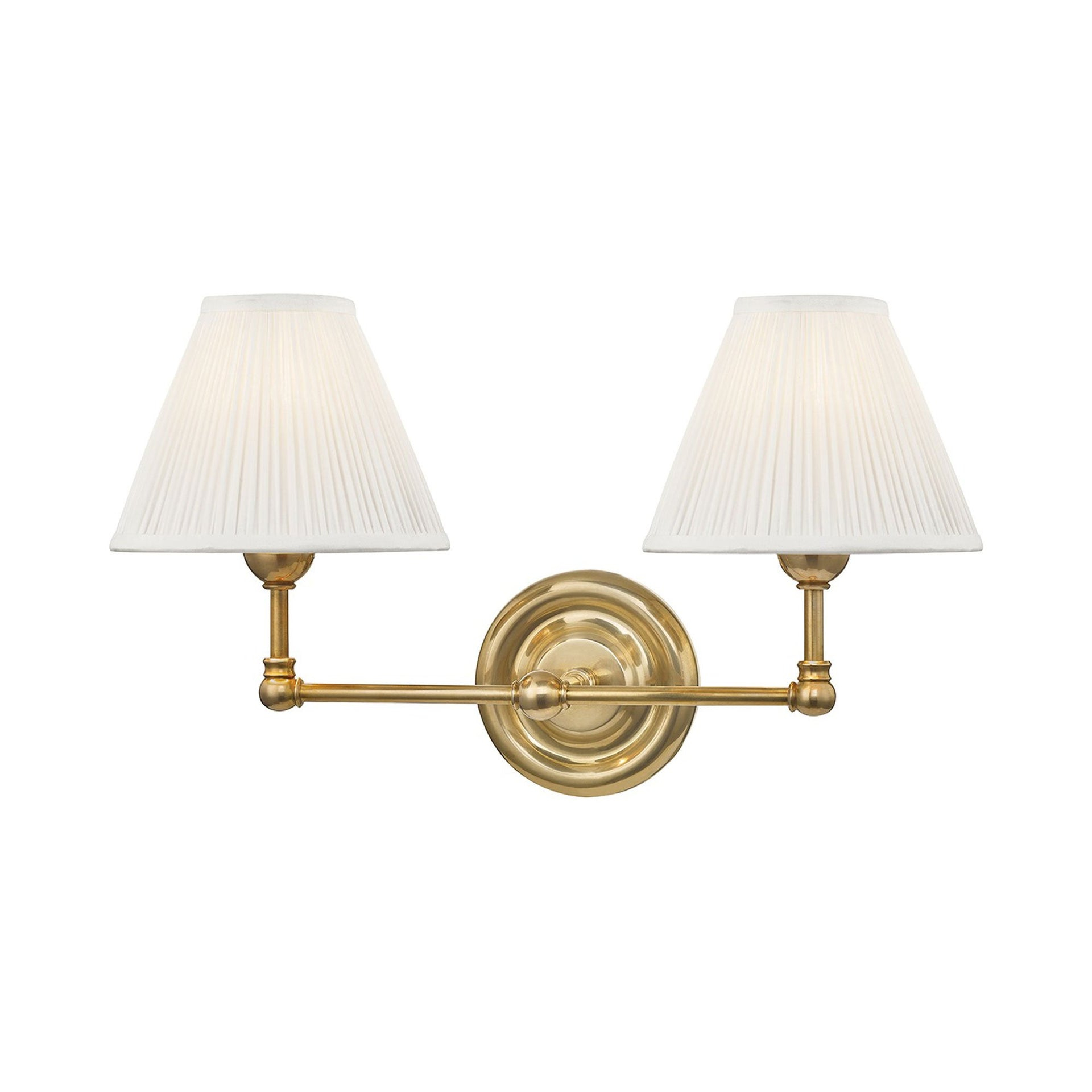 Classic Distressed Bronze 2-Light Wall Sconce with Brass Shade