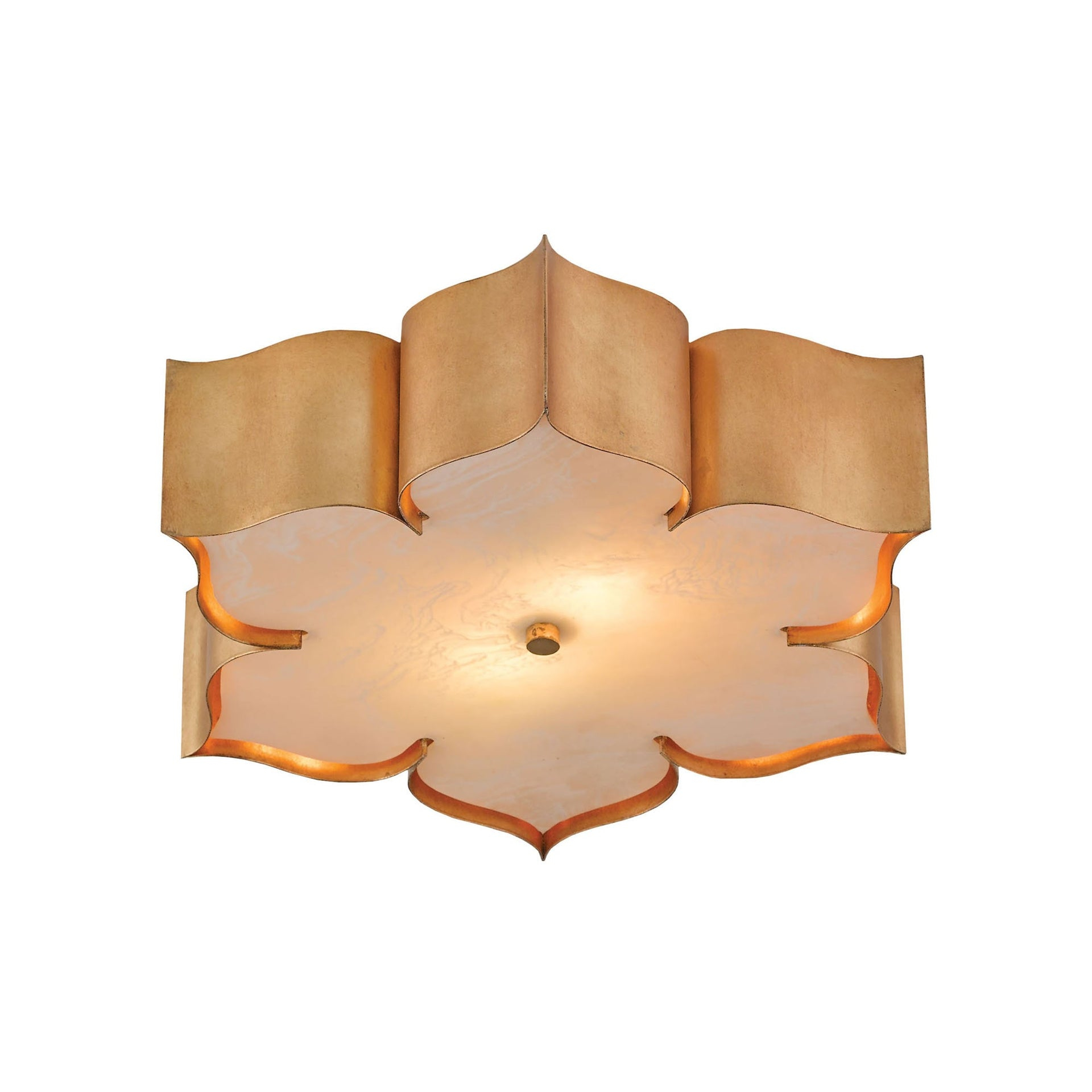 Majestic Antique Gold Leaf Glass 2-Light Flush Mount