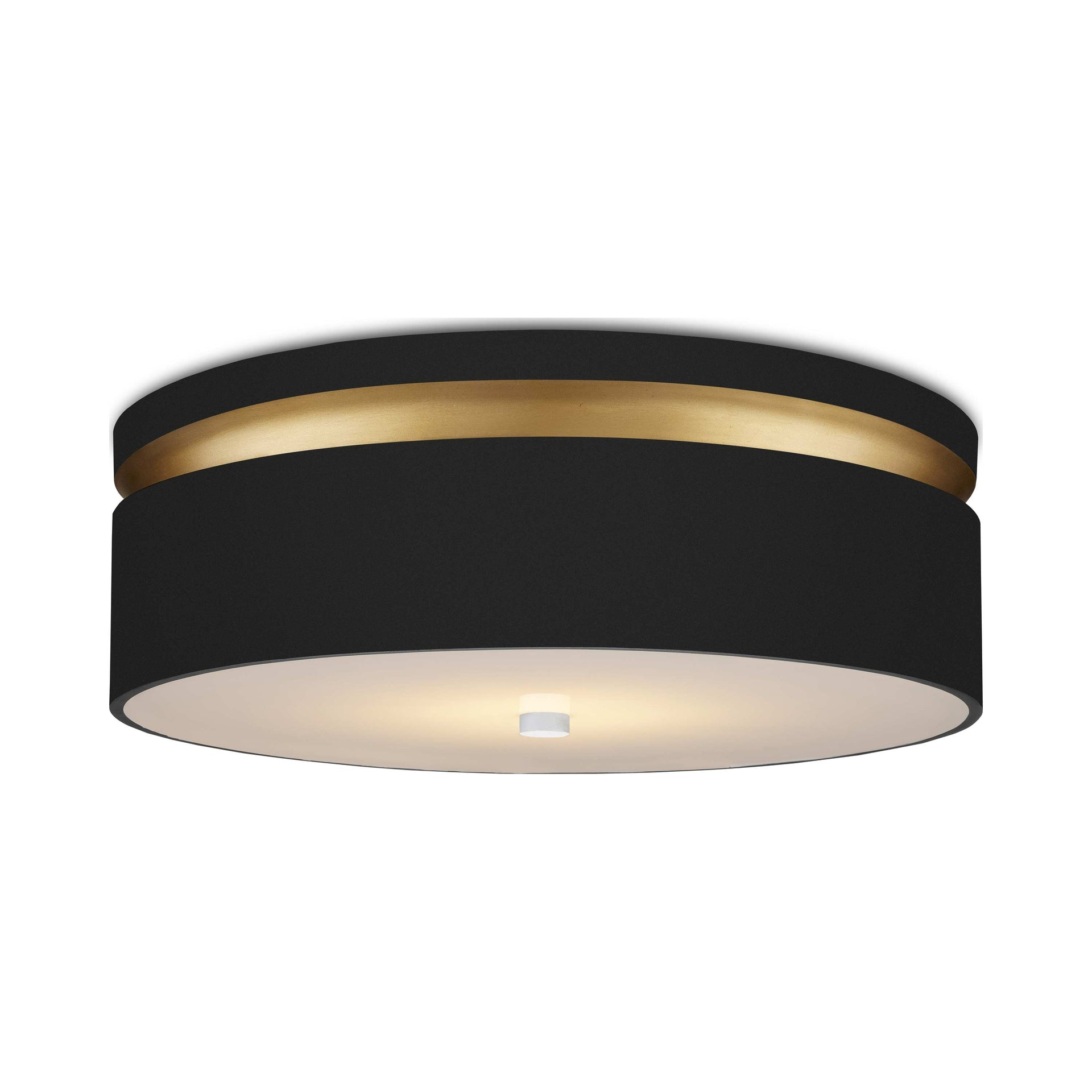 Serenity Satin Black and Gold LED Flush Mount with White Acrylic Shade