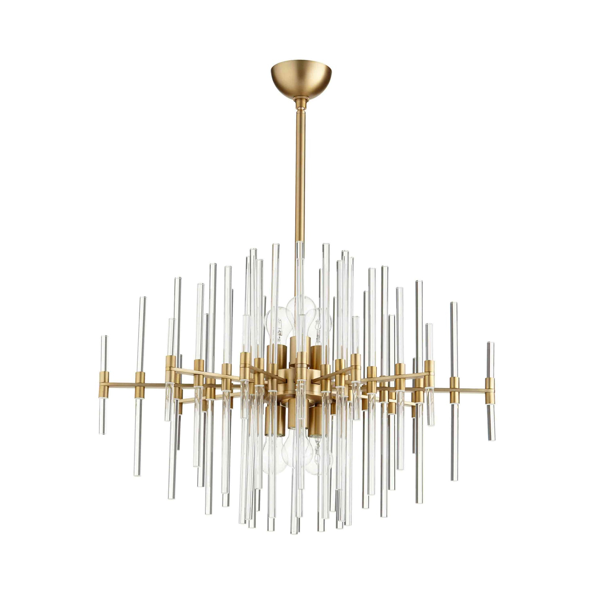 Aged Brass and Glass Contemporary Pendant Light