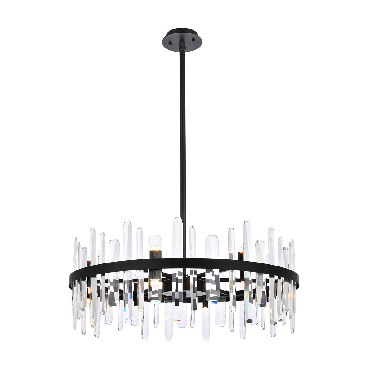 Serena 32 inch crystal round chandelier in black