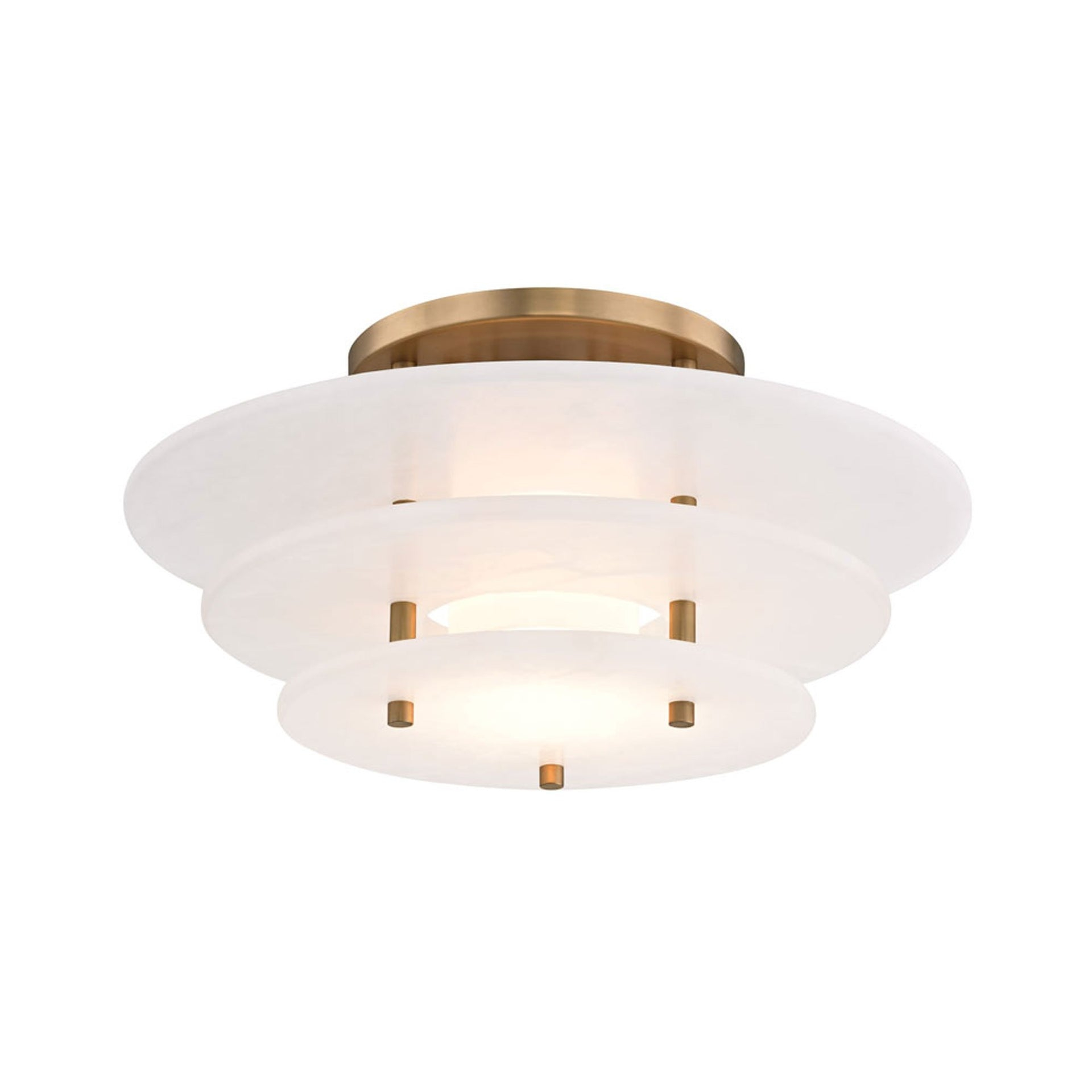 Gatsby Aged Brass LED Flush Mount with Alabaster Shade