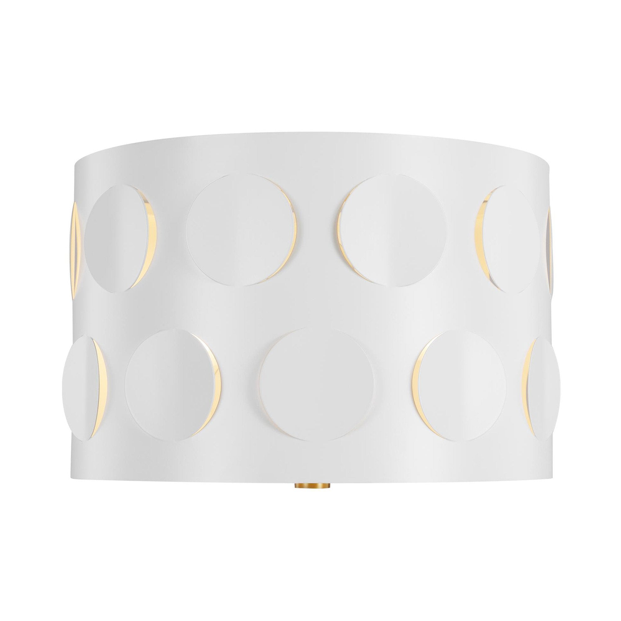 Dottie Polished Nickel Drum Flush Mount with Etched Glass Diffuser