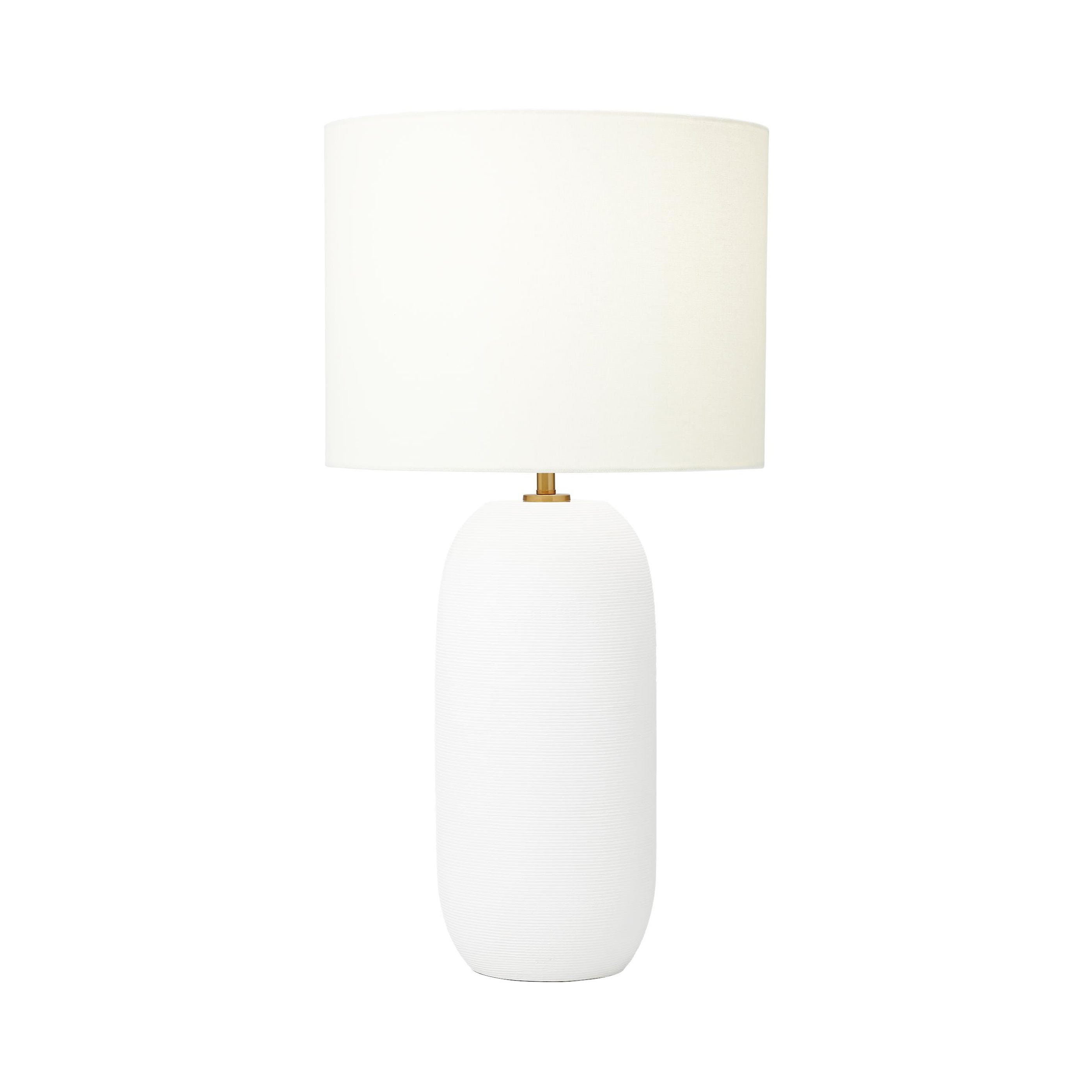Rough Black Ceramic Table Lamp with White Linen Shade