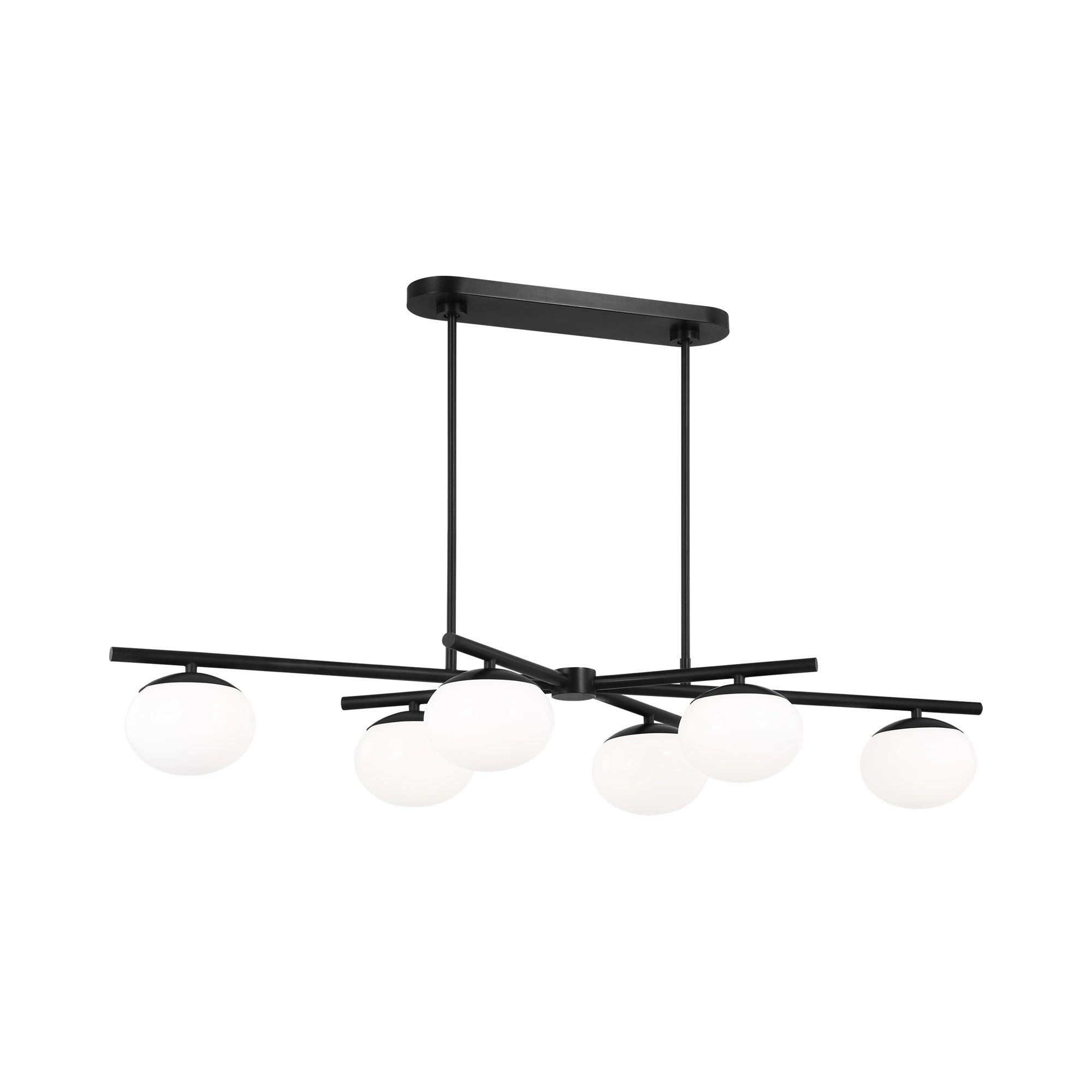 Lune 4-Light Burnished Brass Linear Chandelier with Milk Glass Shades