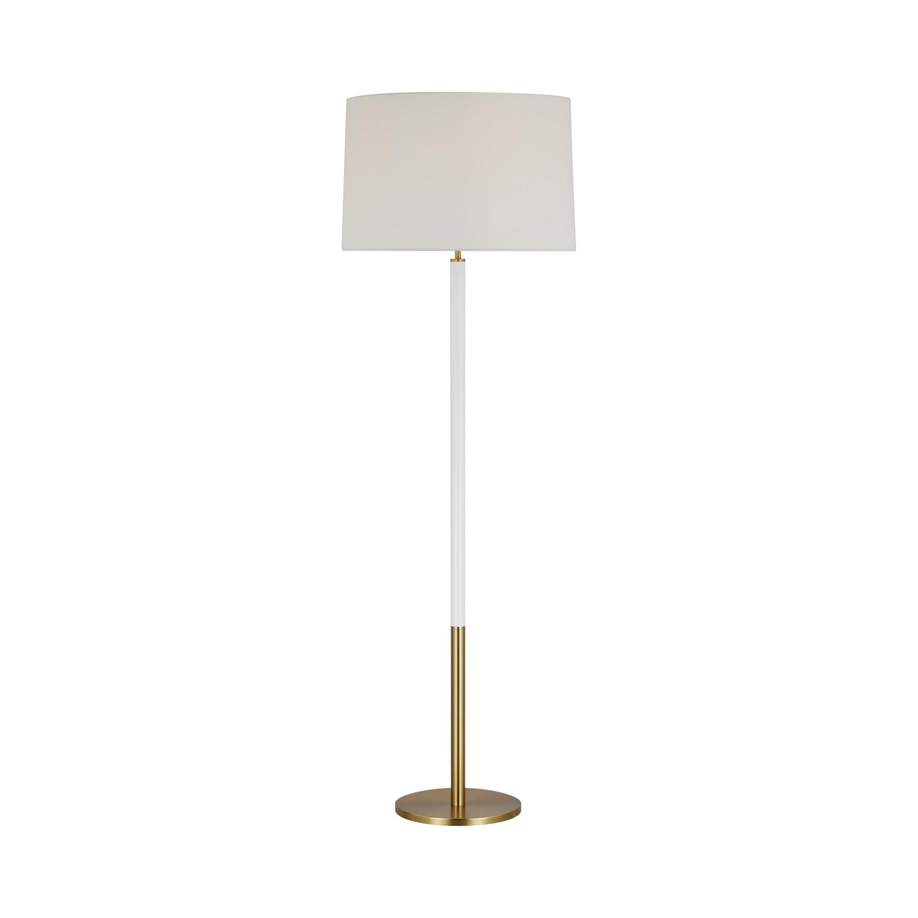 Monroe Burnished Brass and Coral Floor Lamp with White Linen Shade