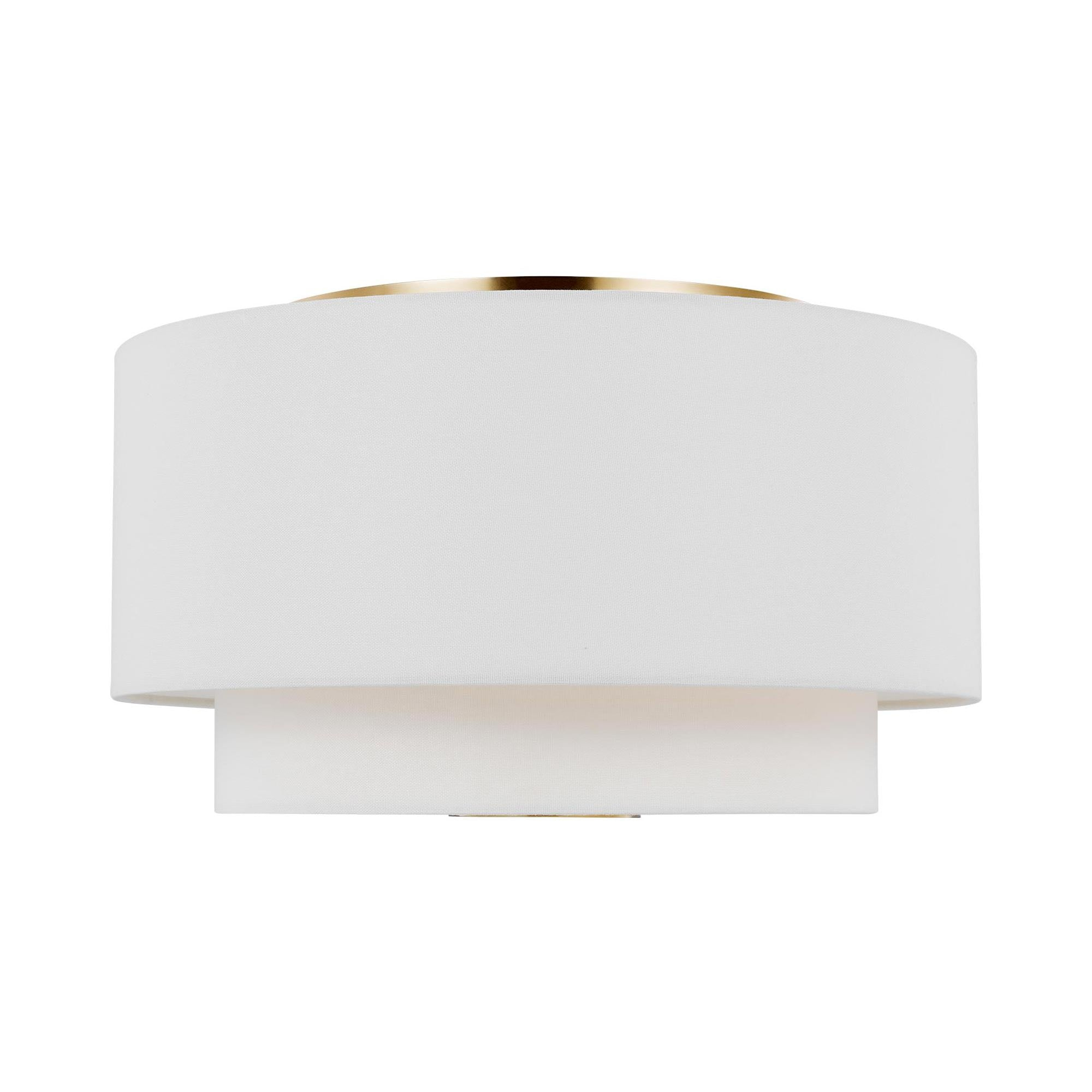 Burnished Brass and White Drum 3-Light Flush Mount
