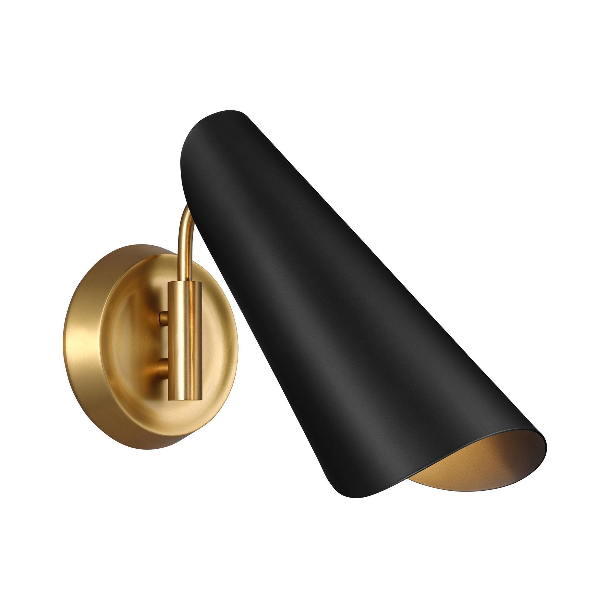 Tresa Midnight Black and Burnished Brass Dimmable Swing Arm Wall Sconce