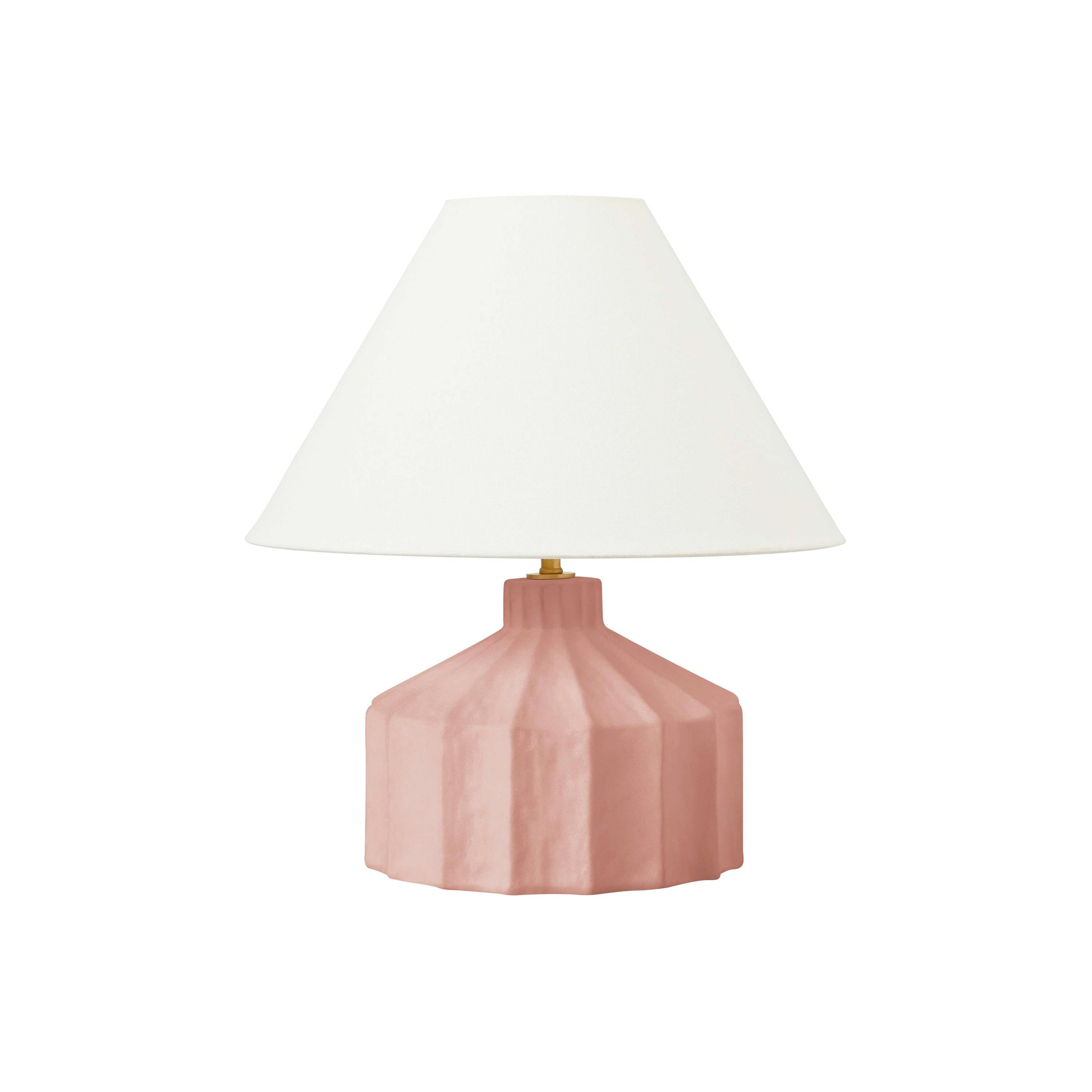 Matte Pink Ceramic Table Lamp with White Linen Shade