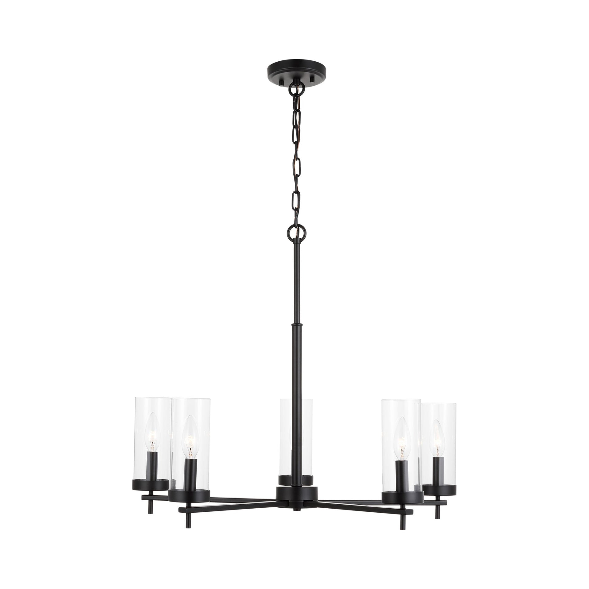 Midnight Black and Clear Glass 5-Light Chandelier