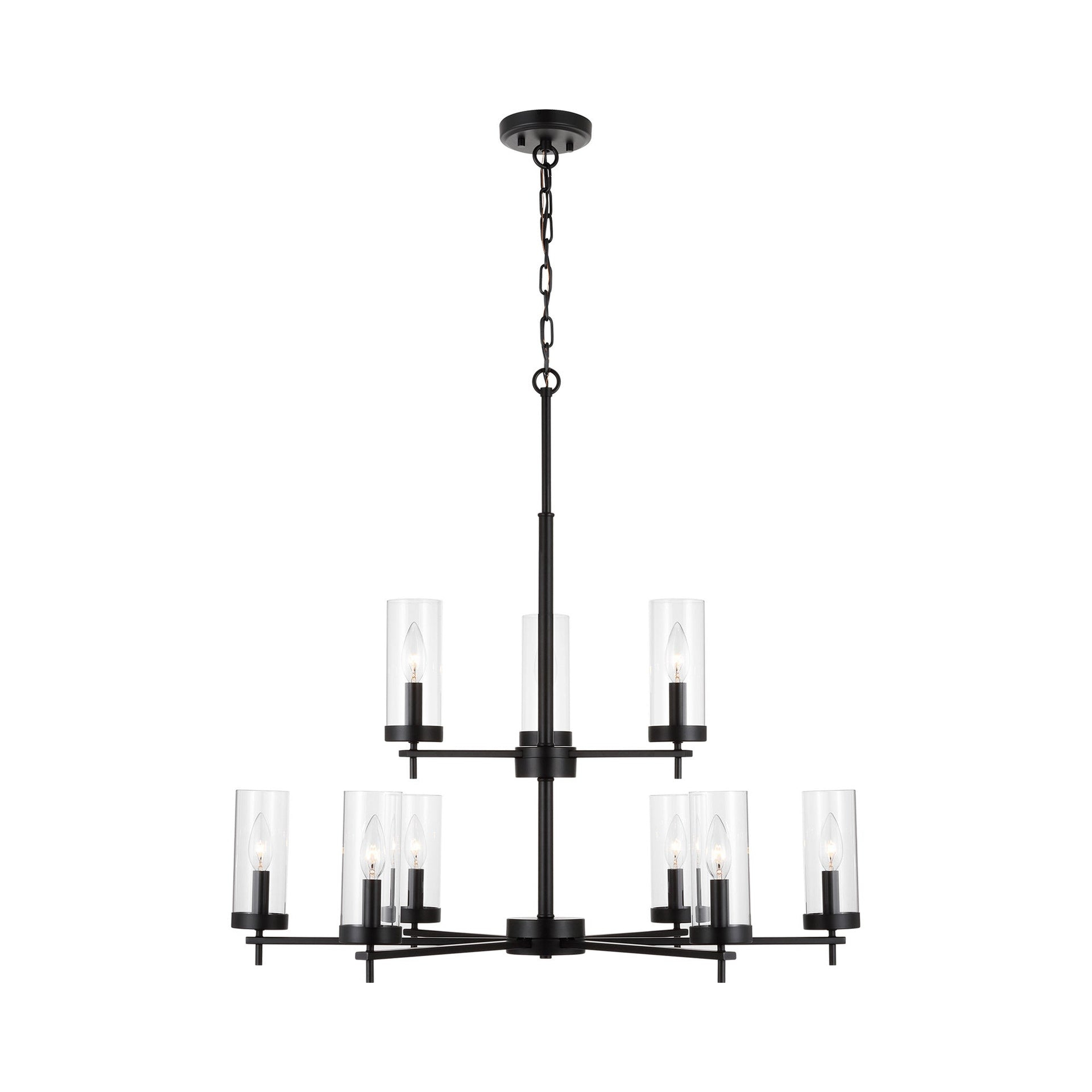 Zire Midnight Black 9-Light Incandescent Chandelier with Clear Glass Shades