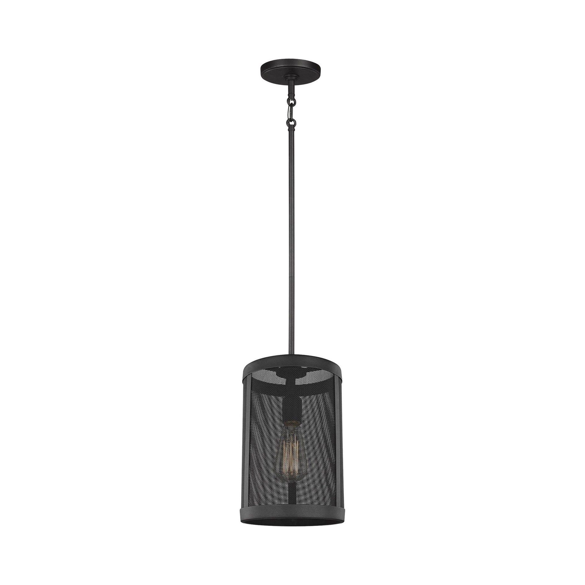 Generation Lighting 6128501-12 Restoration One Light Pendant from Seagull - Gereon Collection in Black Finish,