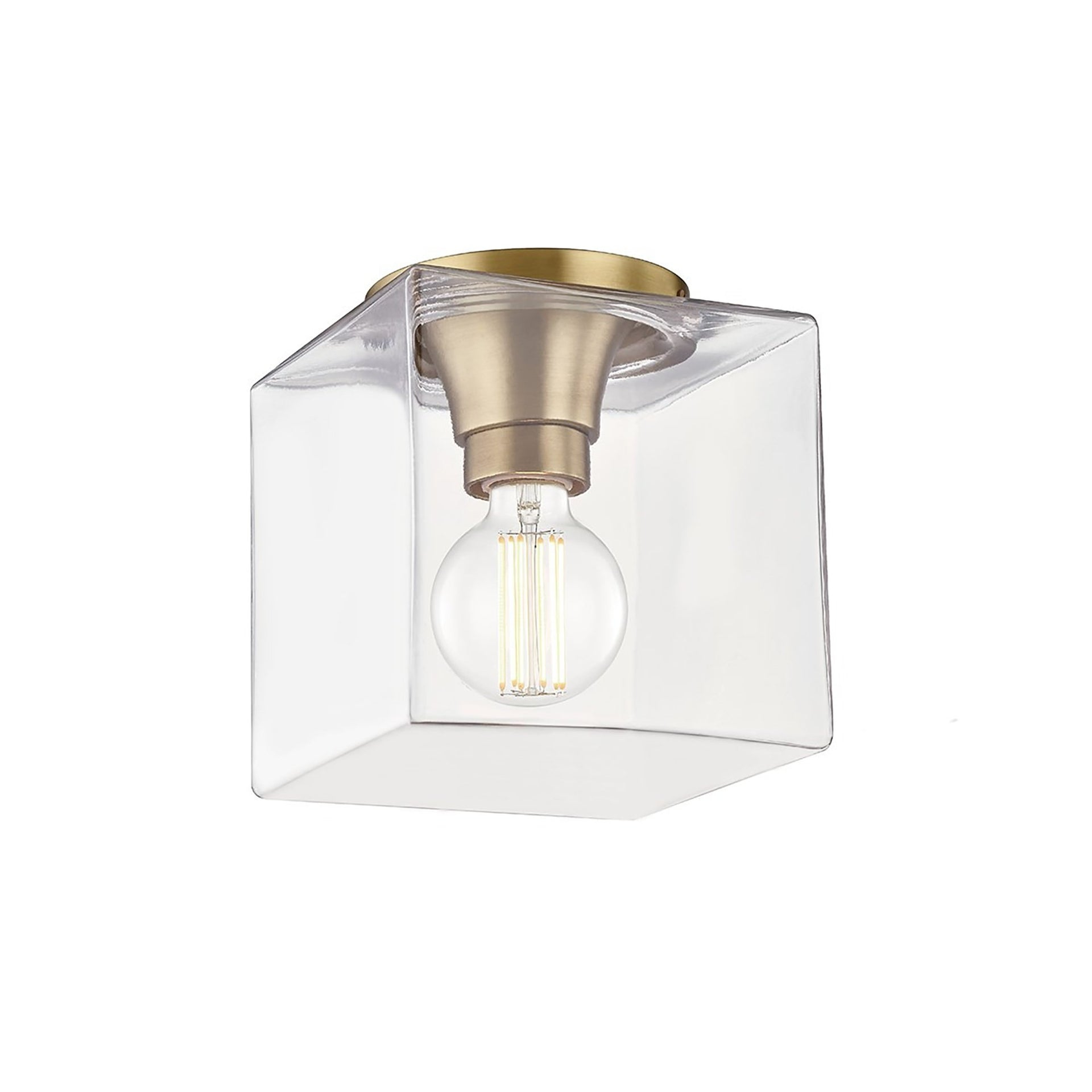 Grace Aged Brass Clear Glass 1-Light Indoor/Outdoor Flush Mount