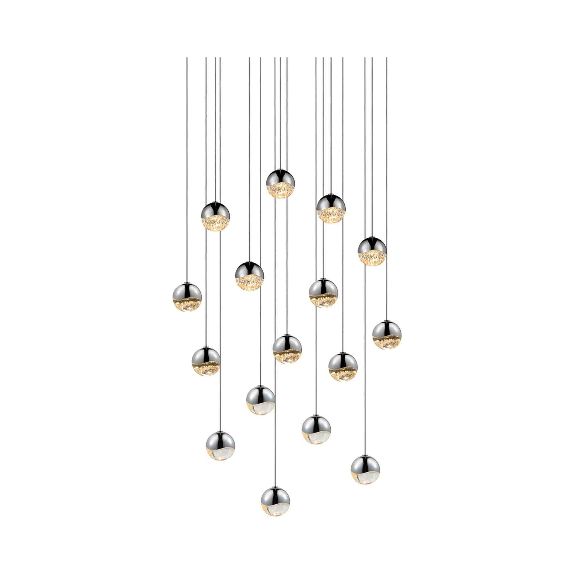 Luminous Crystal LED Pendant in Polished Chrome 22.5" Wide