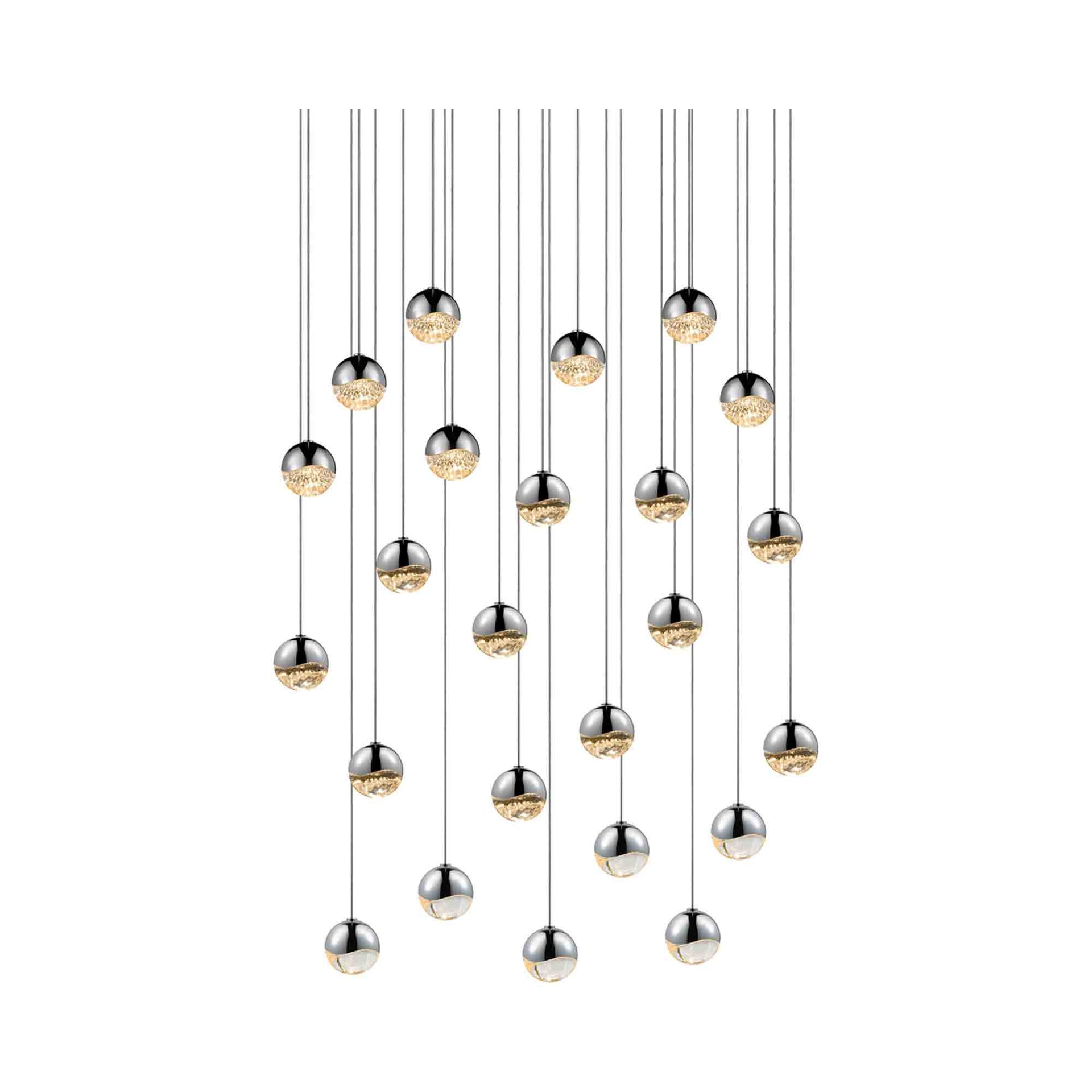 Polished Chrome 25.5'' LED Crystal Globe Pendant Light