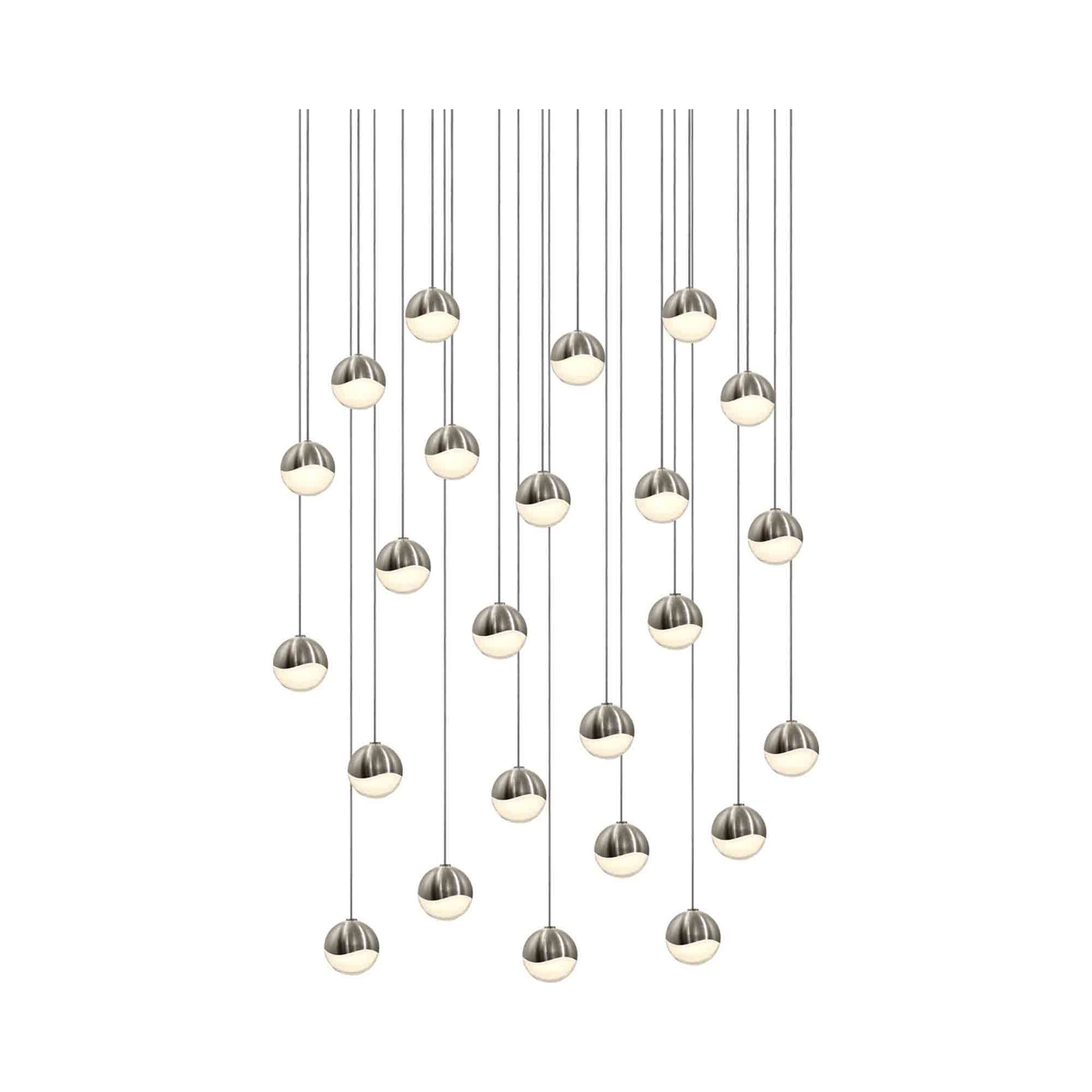 Luminous Crystal Globe LED Pendant in Satin Nickel