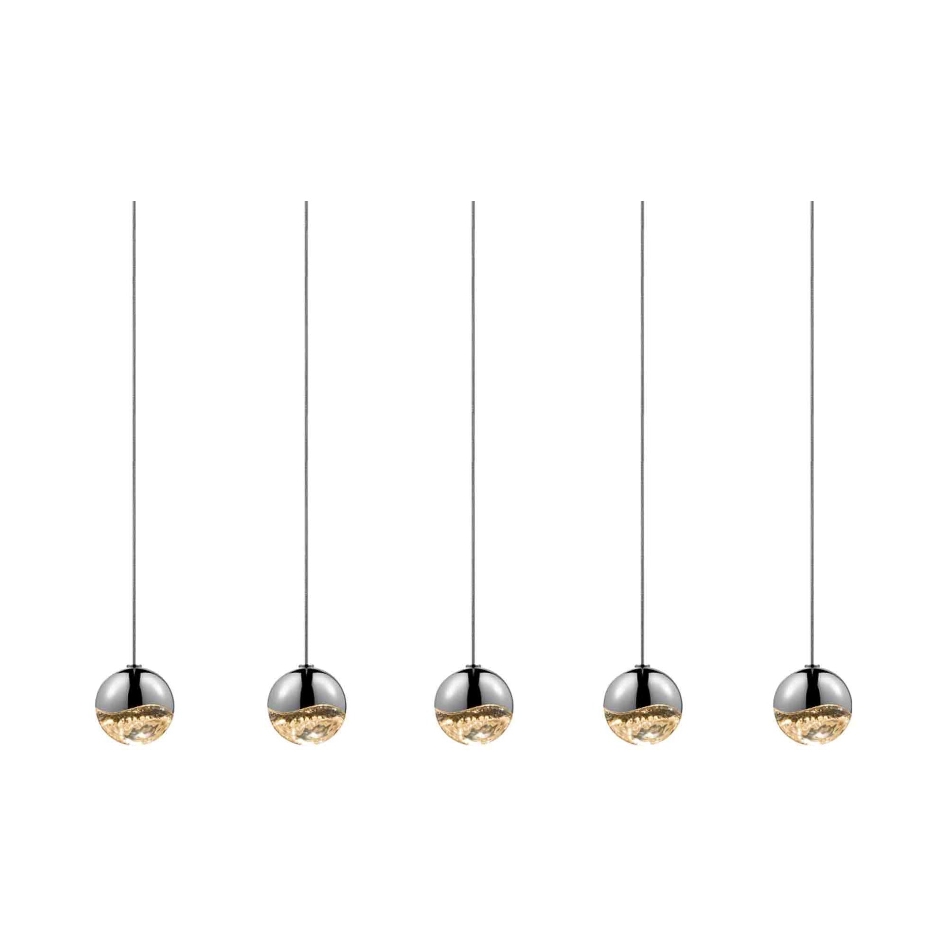 Contemporary Crystal LED Pendant in Chrome with Satin Nickel Finish