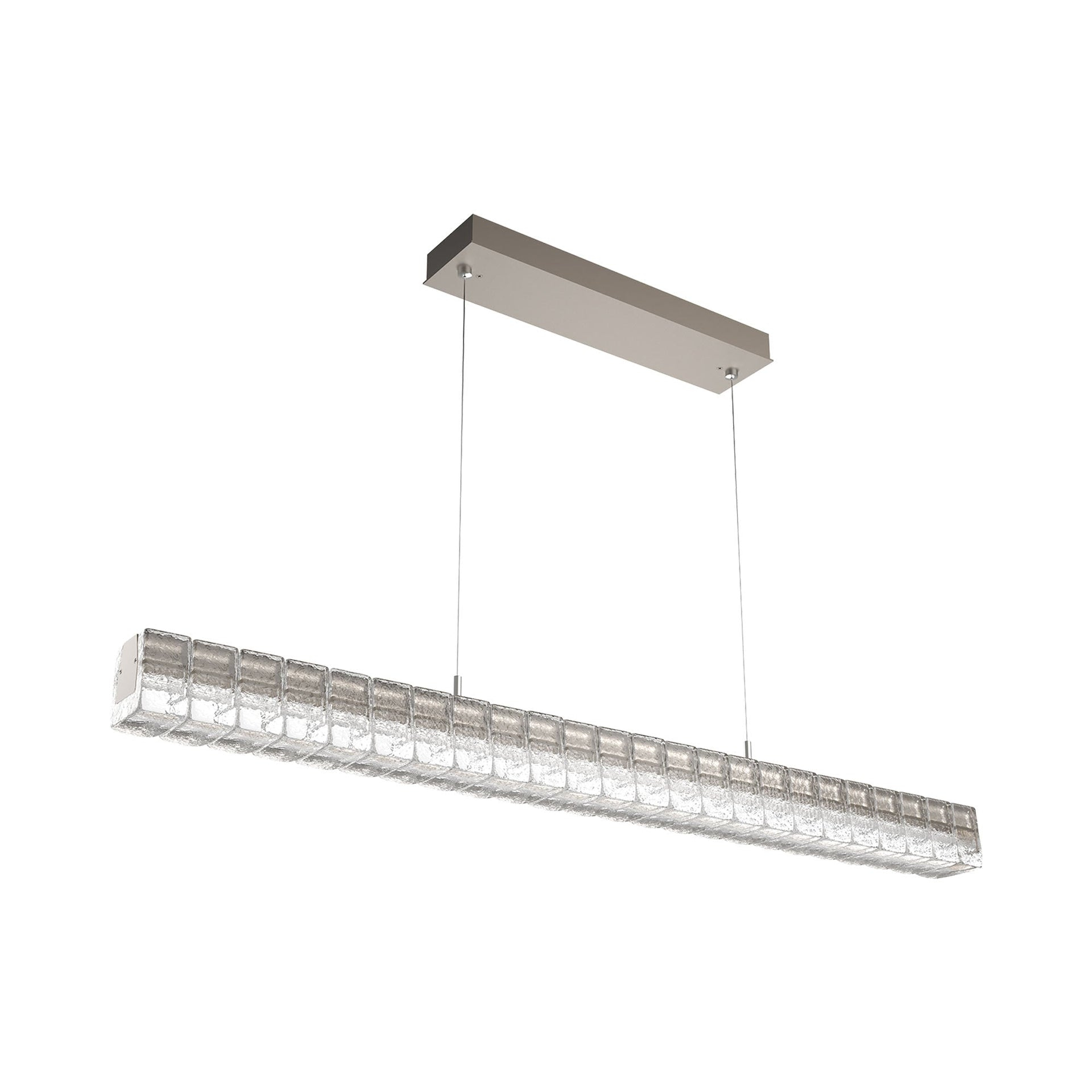 Asscher LED Sleek Silver Island Pendant with Clear Glass