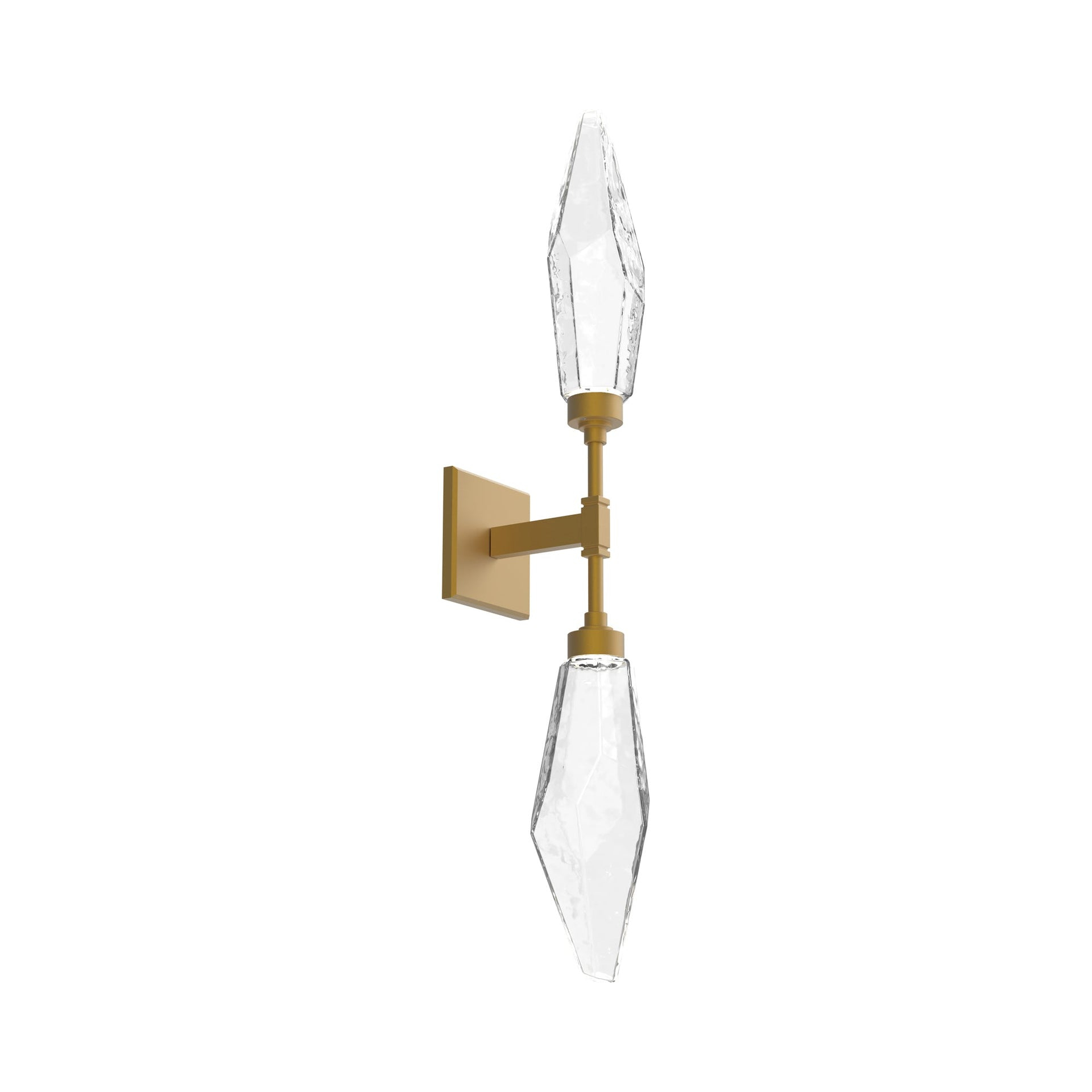 Rock Crystal Artisan Blown Glass Dimmable Sconce in Gilded Brass