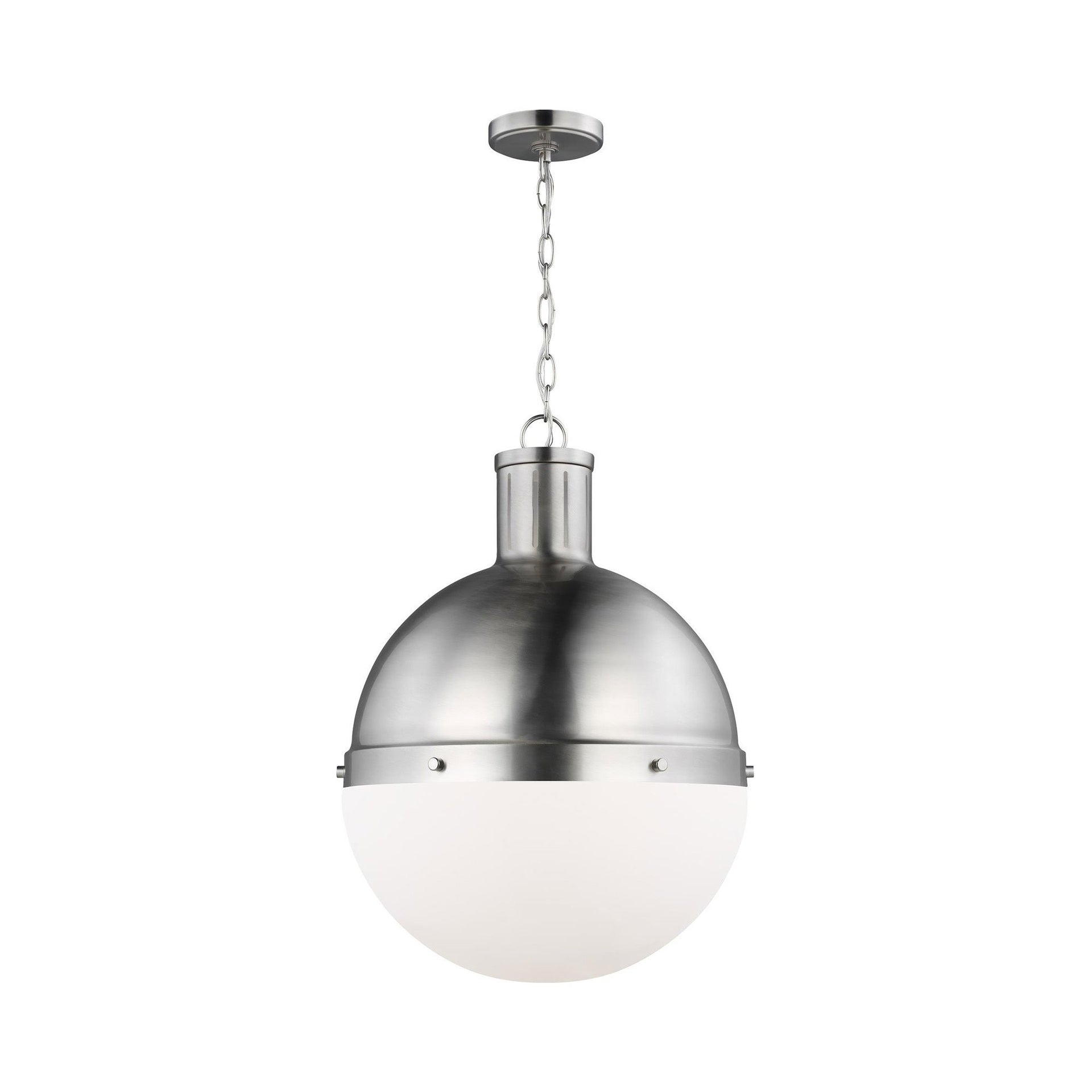Generation Lighting Hanks 1 -Light Brushed nickel Transitional White glass Globe Large Hanging Pendant light