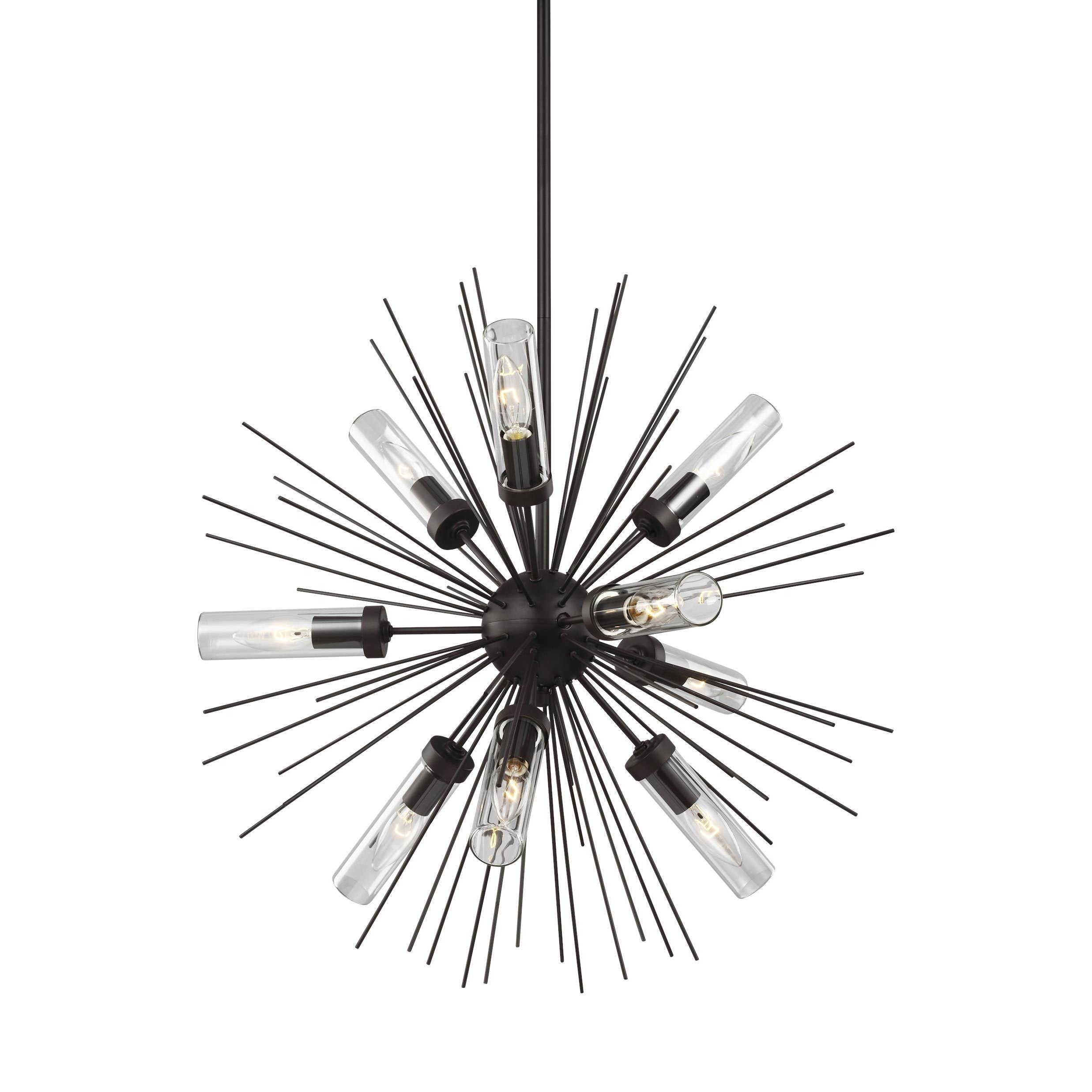 Oil Rubbed Bronze Sputnik Outdoor Chandelier with Clear Glass Shades