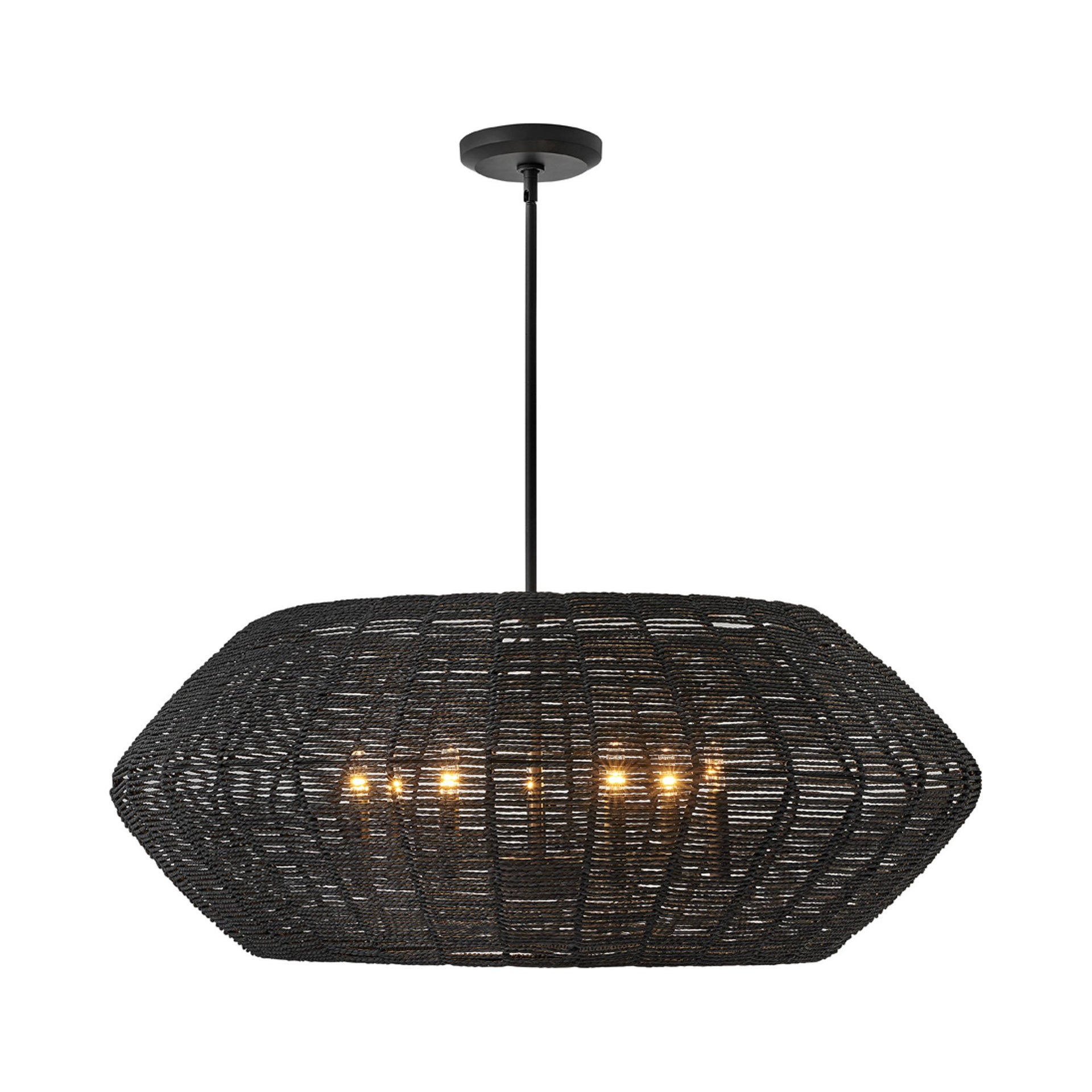 7 Light Large Drum Chandelier-Black Finish-Black  Shade Color Hinkley Lighting 40385Blk