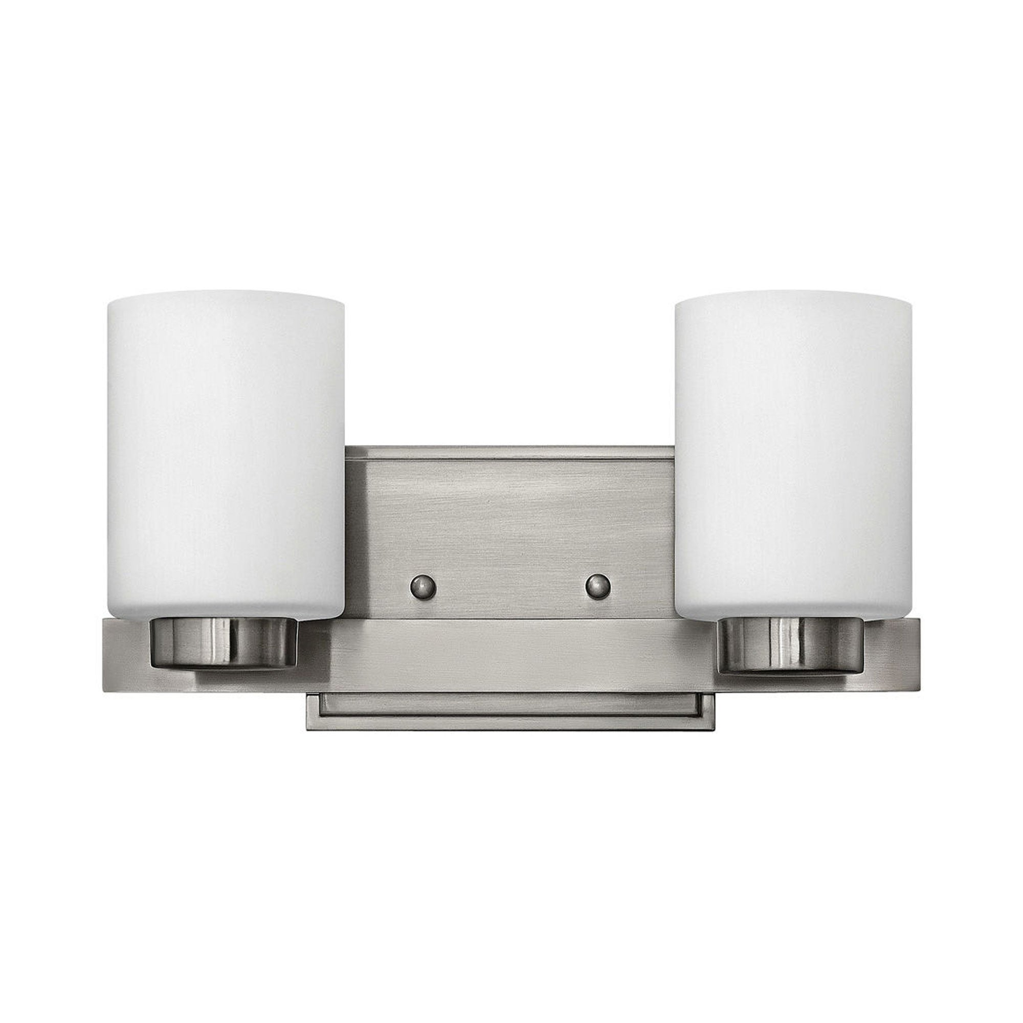 Miley Compact Geometric Chrome Bath Bar with Cased Opal Glass