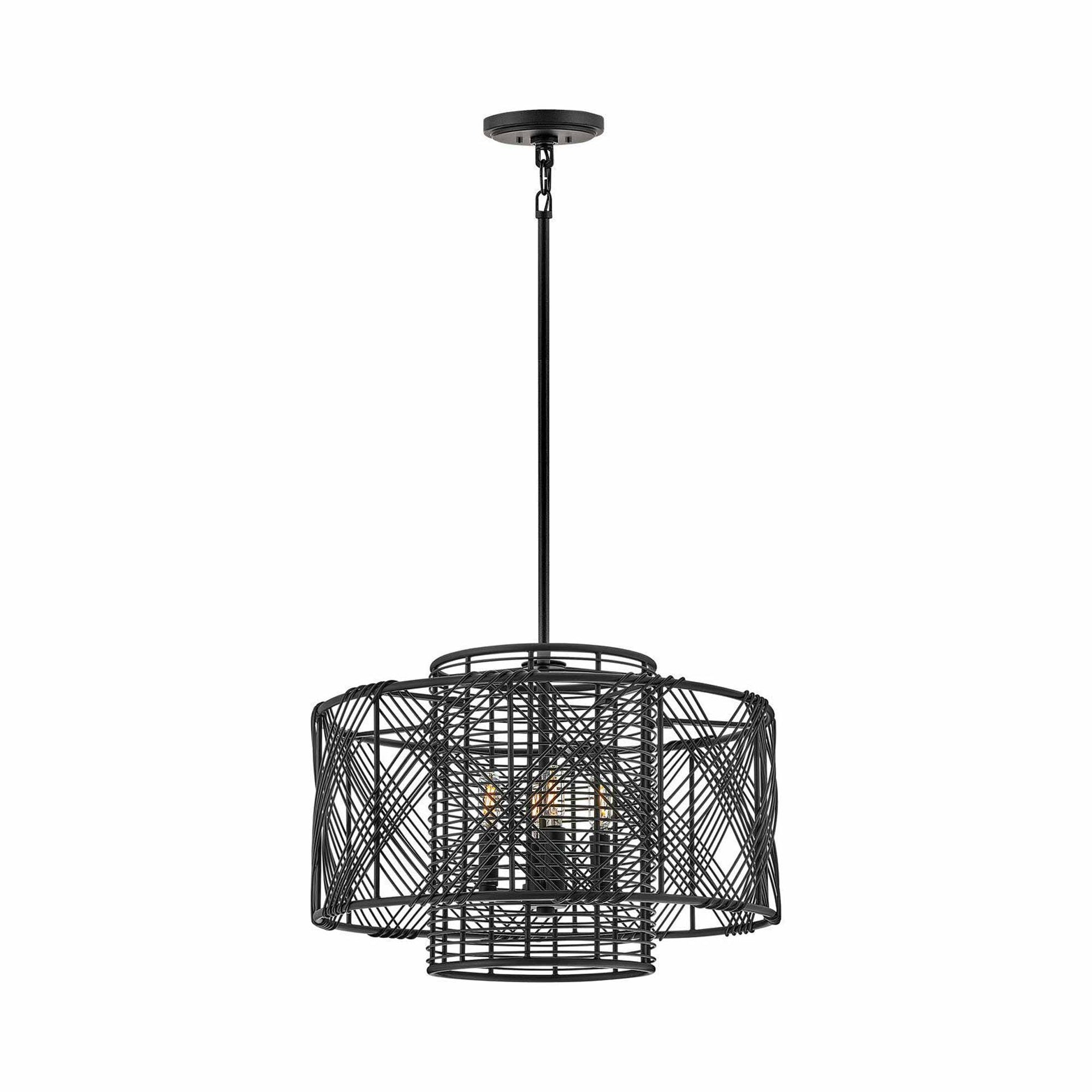 4 Light Large Convertible Pendant In Transitional And Coastal And Bohemian Style-13.75 Inches Tall And 20.25 Inches Wide-Black Finish Hinkley
