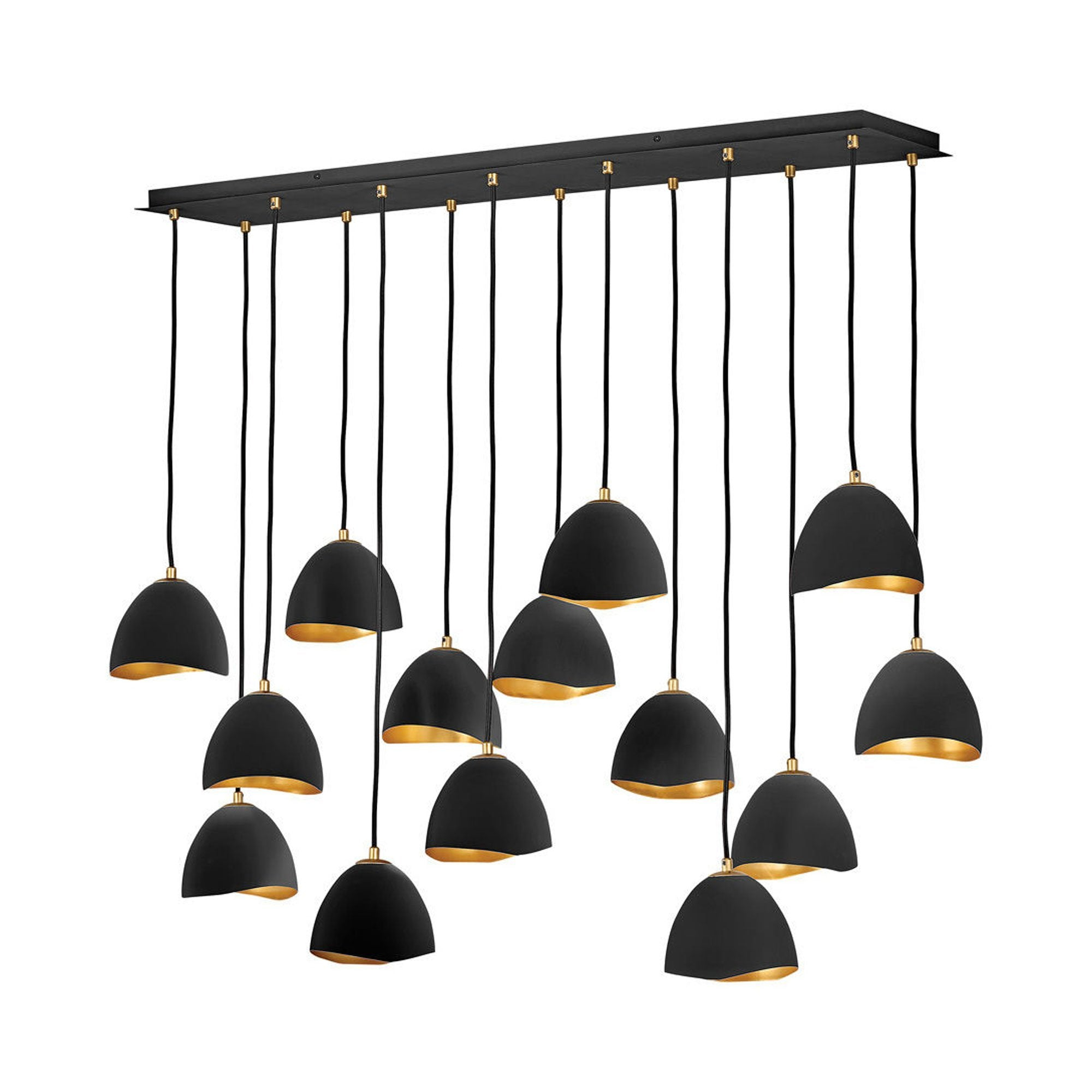 14 Light Linear Chandelier In Modern-Glam Style 48.5 Inches Wide By 46 Inches High-Shell Black Finish Hinkley Lighting 35909Shb