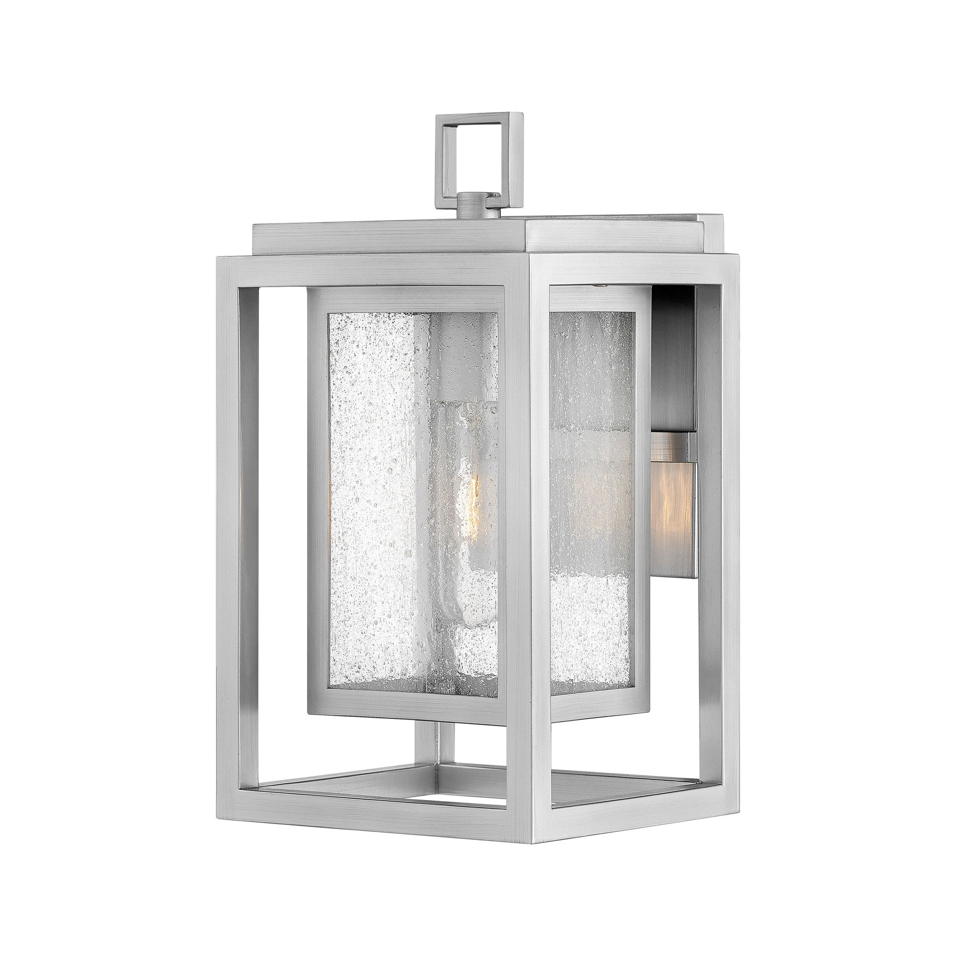 Satin Nickel 12-Inch Outdoor Wall Sconce with Clear Seedy Glass