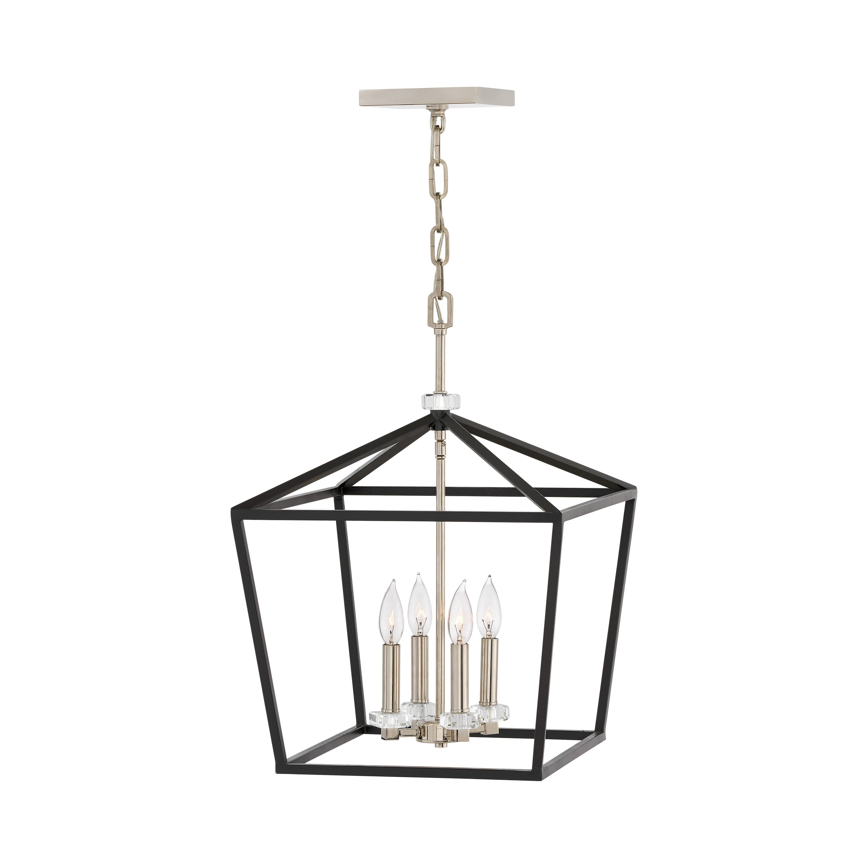 Distressed Brass 4-Light Cage Chandelier with Crystal Accents