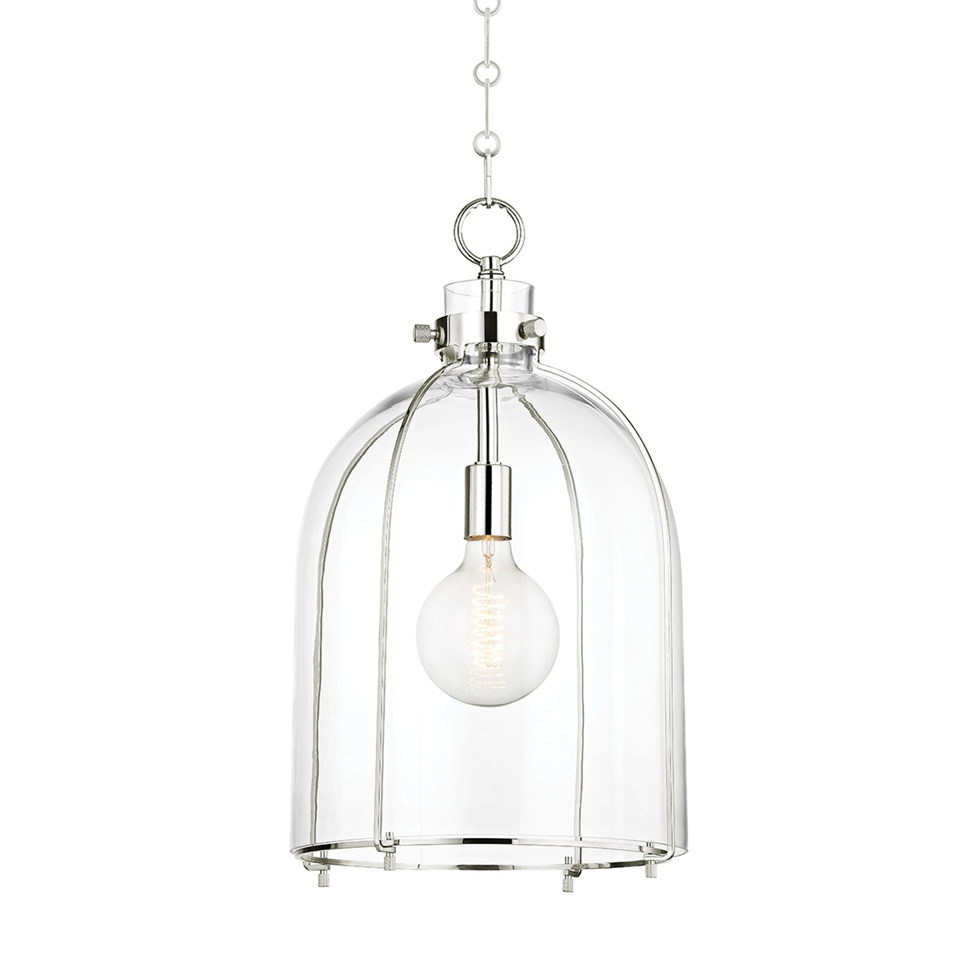 Sybil Pendant Light - Clear / Curved / Polished Nickel