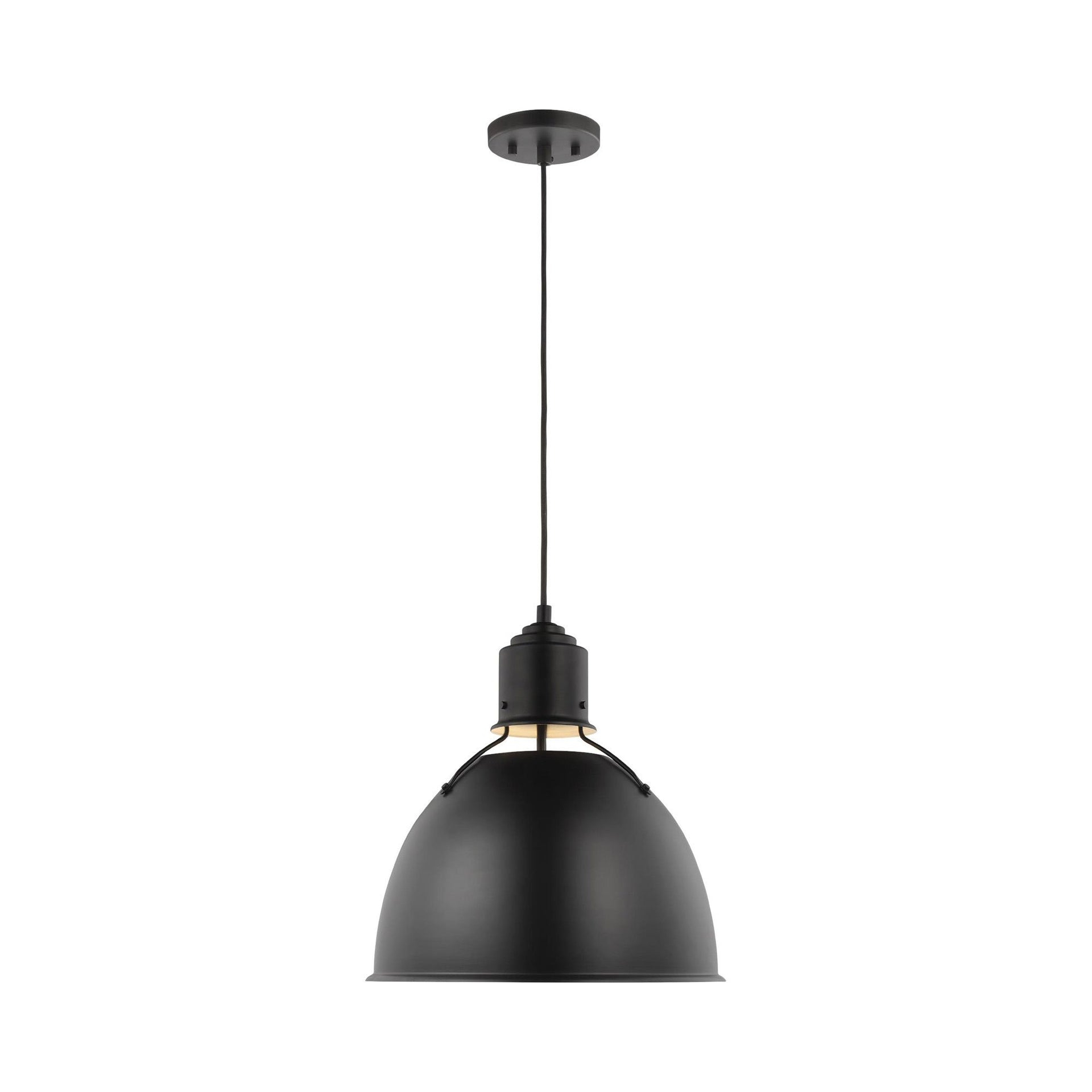 Generation Lighting Huey 1 -Light Midnight black Industrial Bell Medium Hanging Pendant light