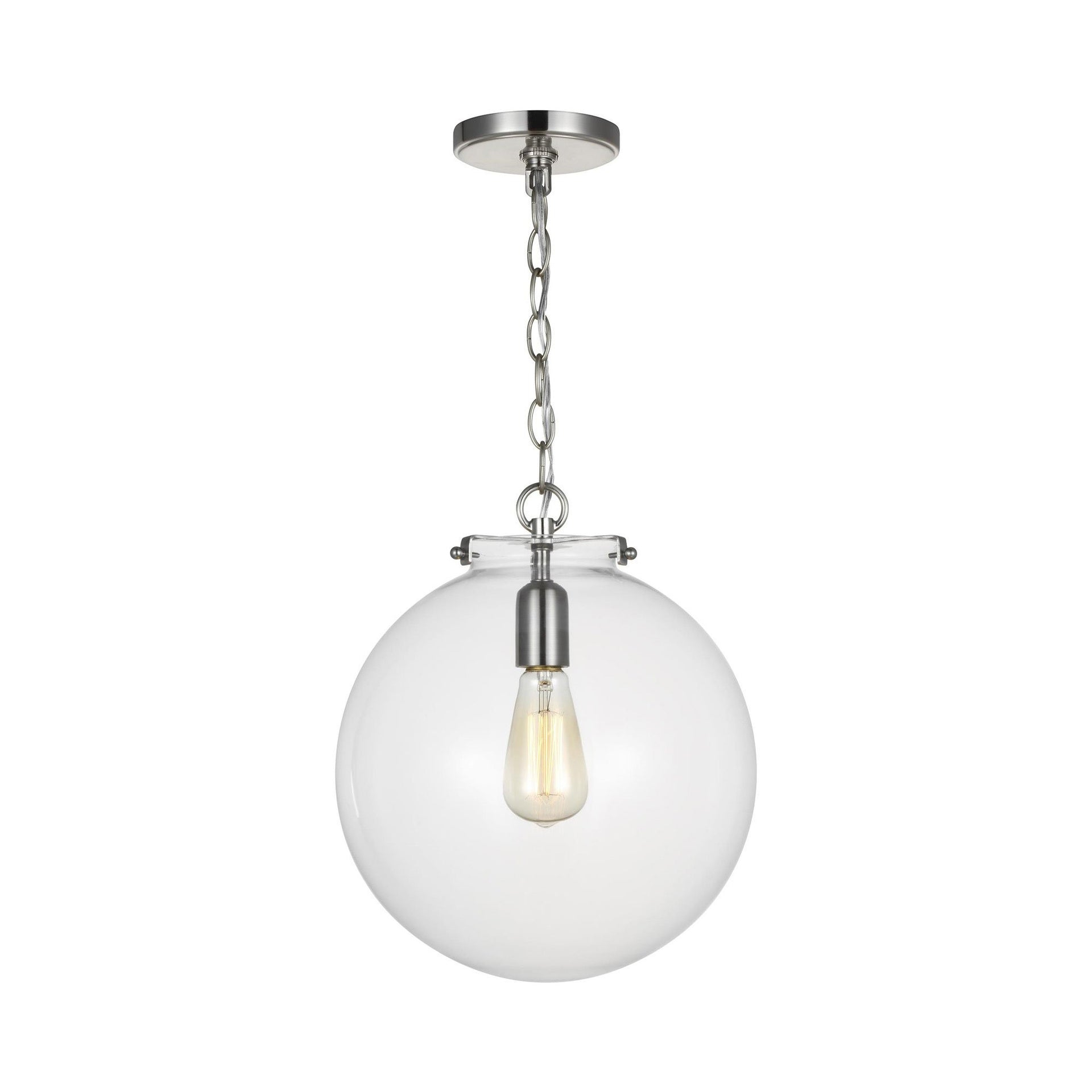 Kate 12" Clear Glass Globe Pendant in Brushed Nickel