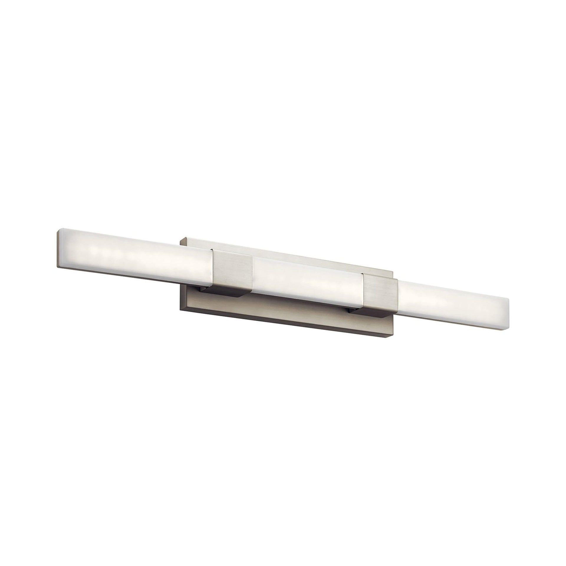 Sleek Satin Nickel LED Vanity Light with White Polycarbonate Shade