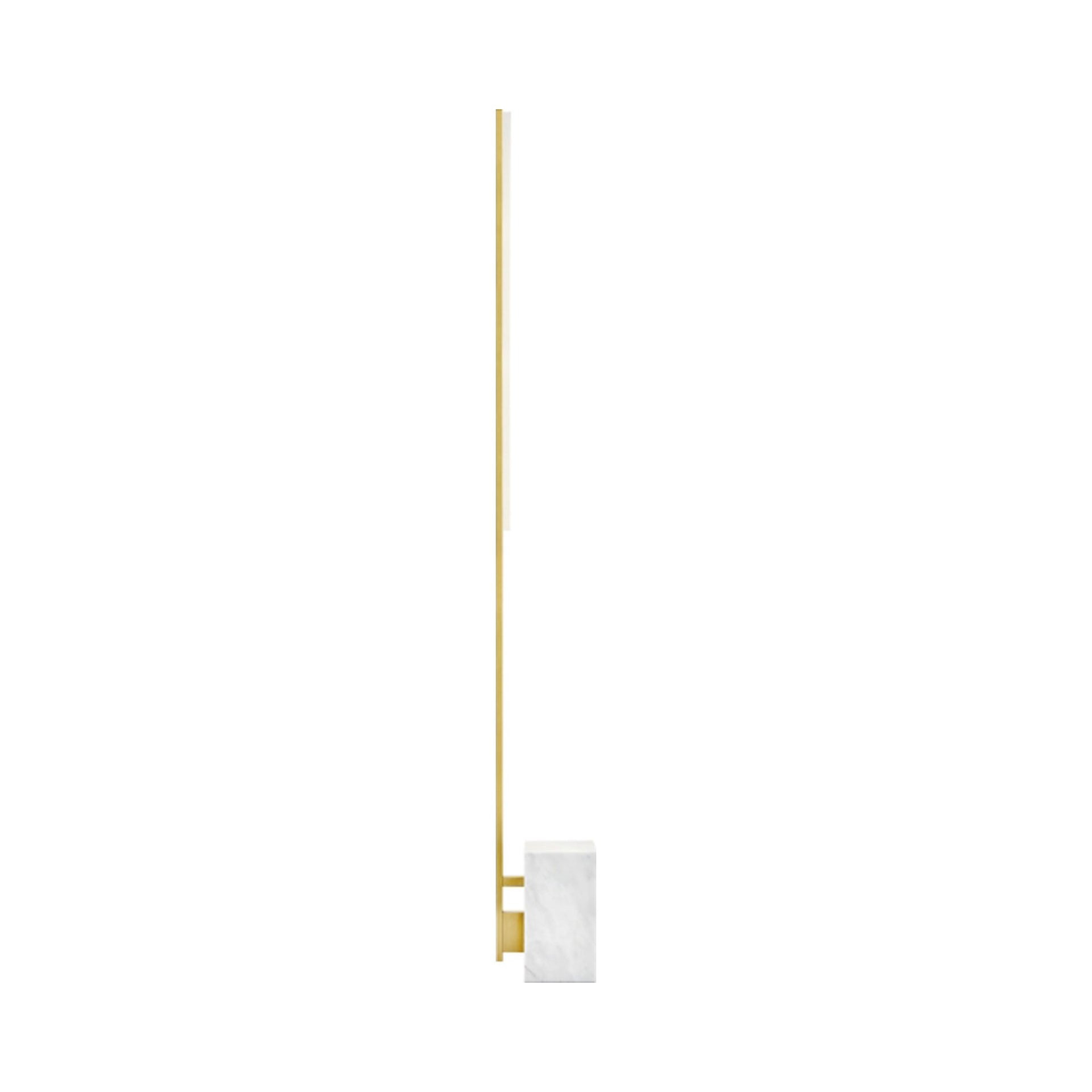 Klee Minimalist Natural Brass & White Marble LED Floor Lamp with Shelf