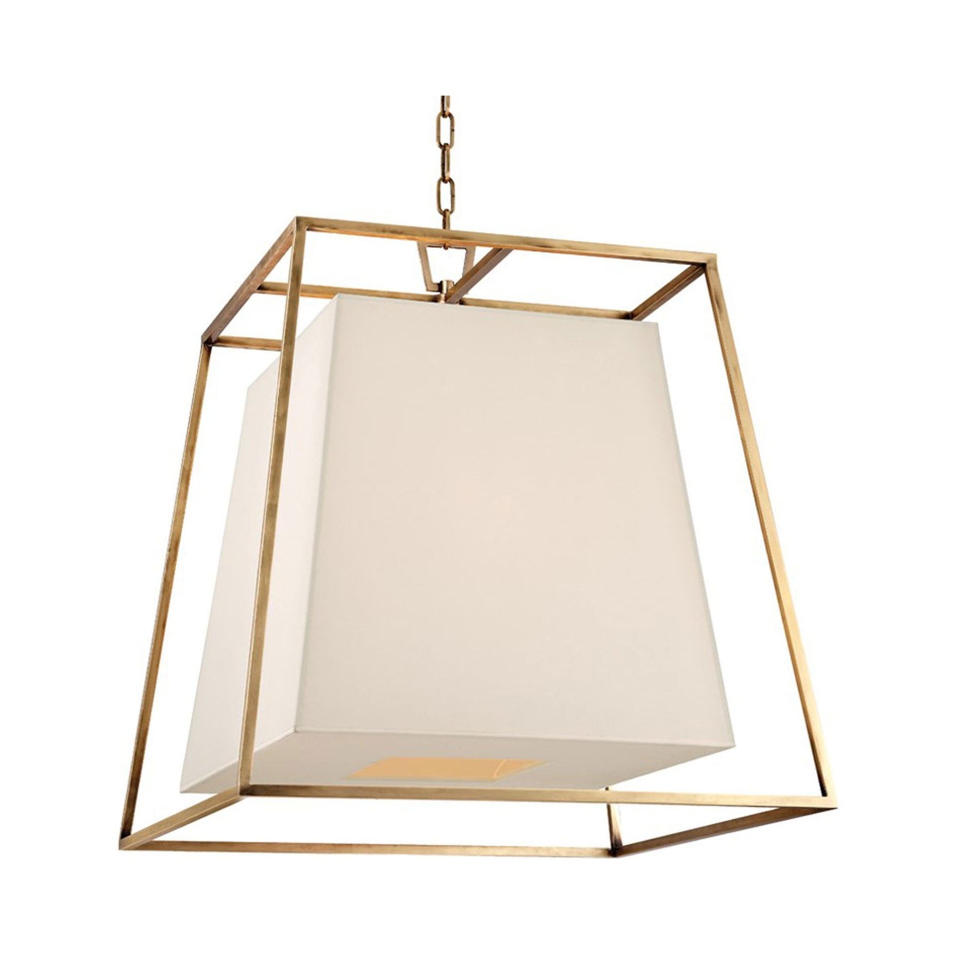 Aged Brass and Cream Eco-Paper 6-Light Chandelier
