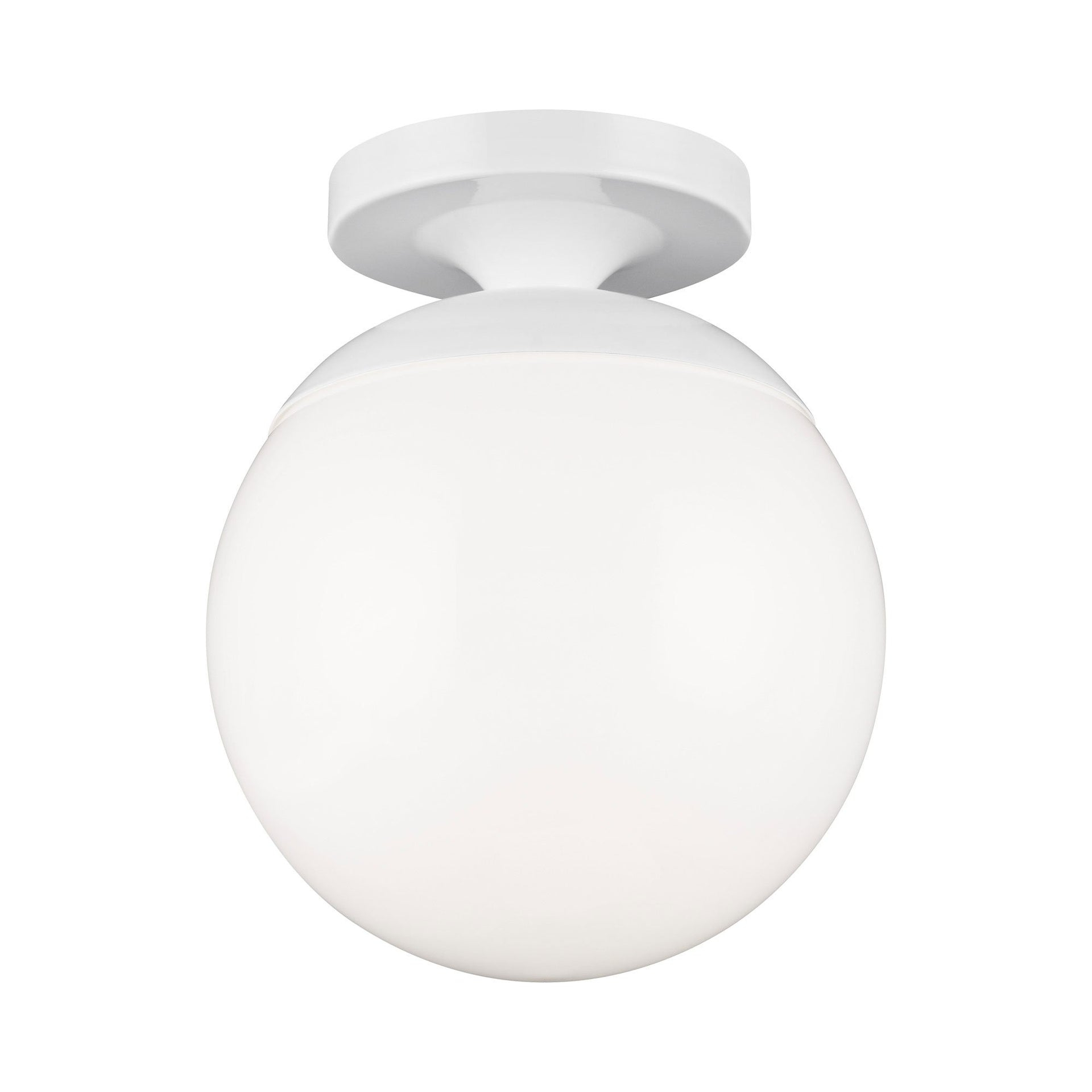 Leo Contemporary White Brass 8" Globe Semi-Flush Light