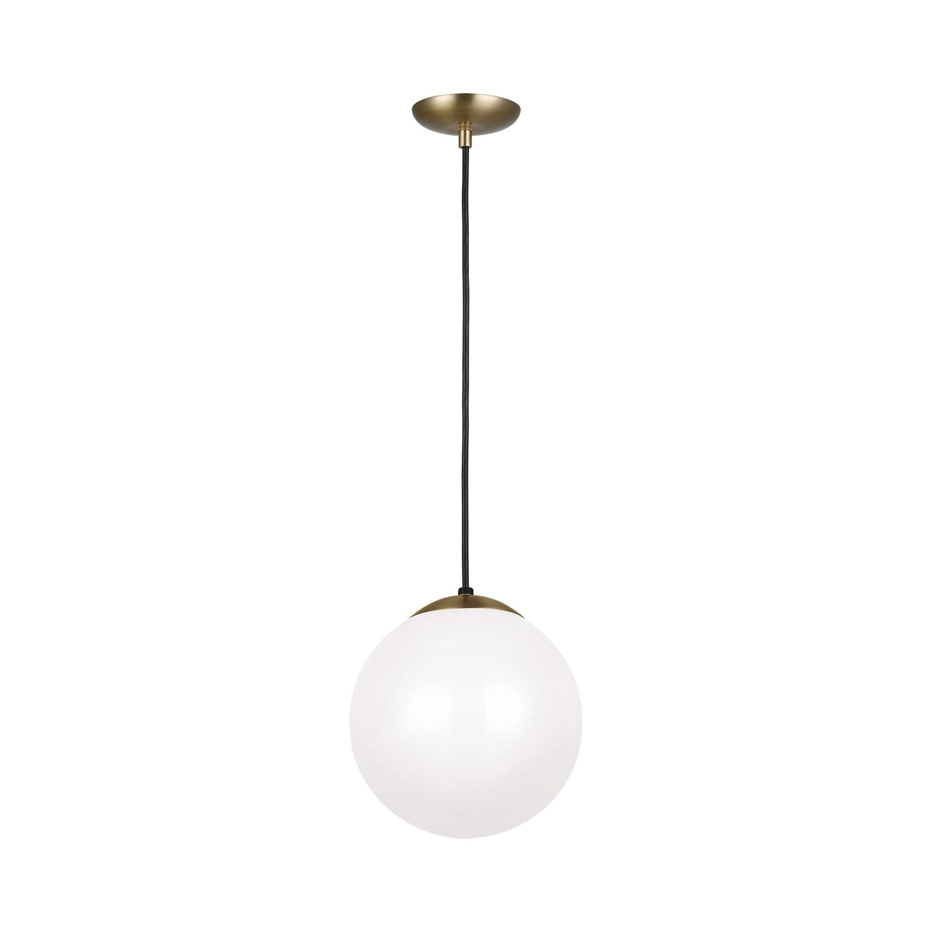 Leo Satin Brass 10" Smooth White Glass Globe Pendant Light