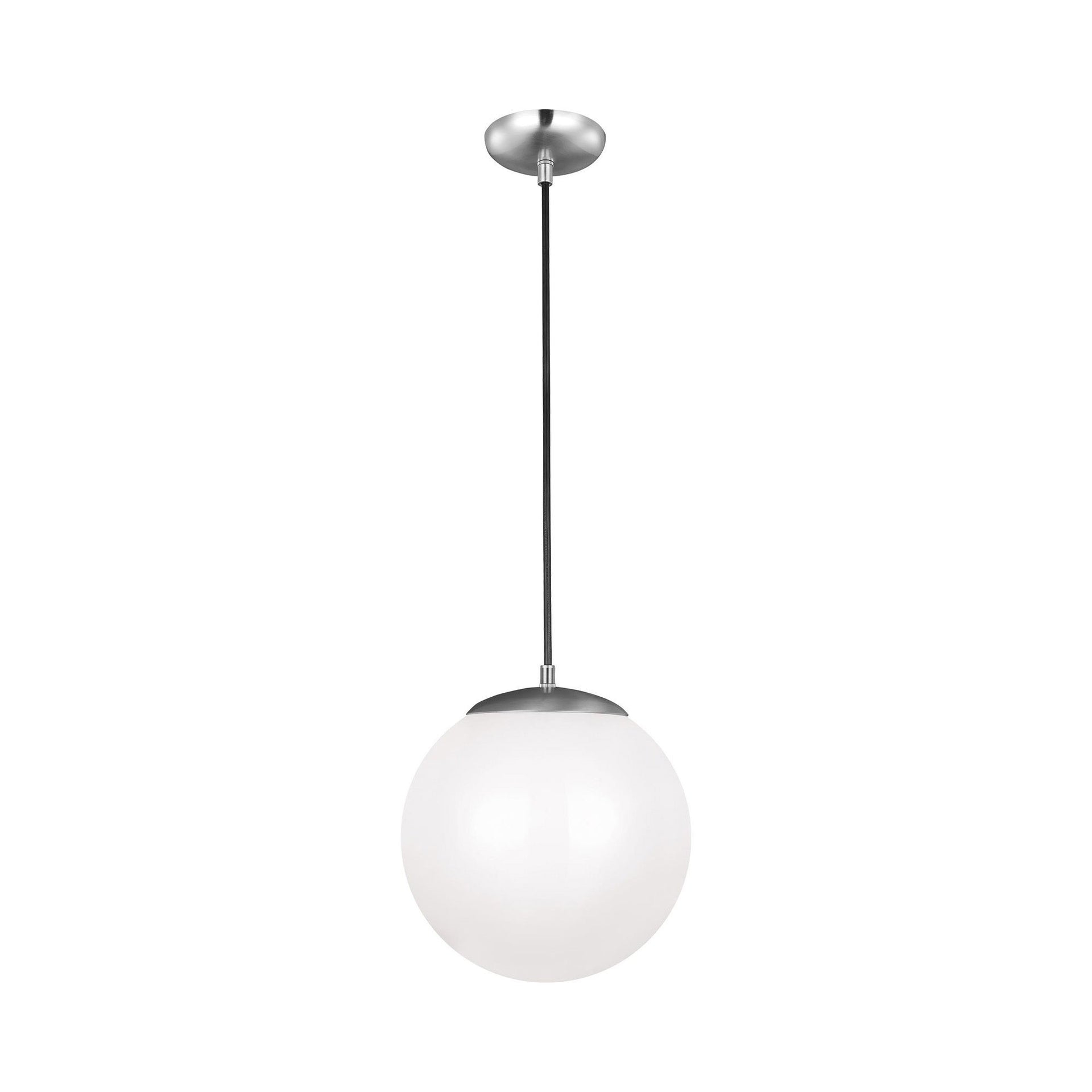 Satin Aluminum 12" Globe Pendant Light with Smooth White Glass Diffuser