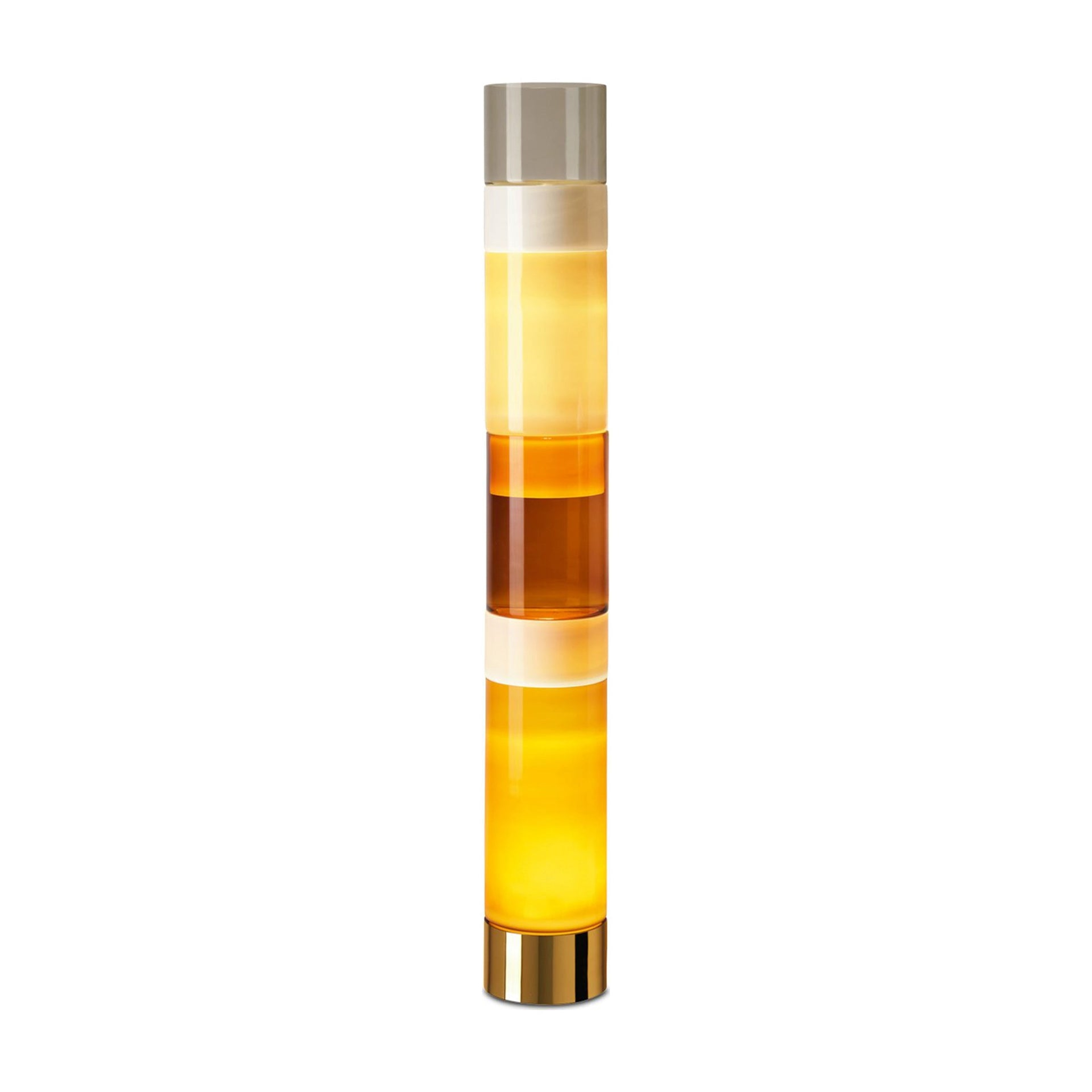 Customizable Chromatic Glass Cylinder Floor Lamp in White and Gold