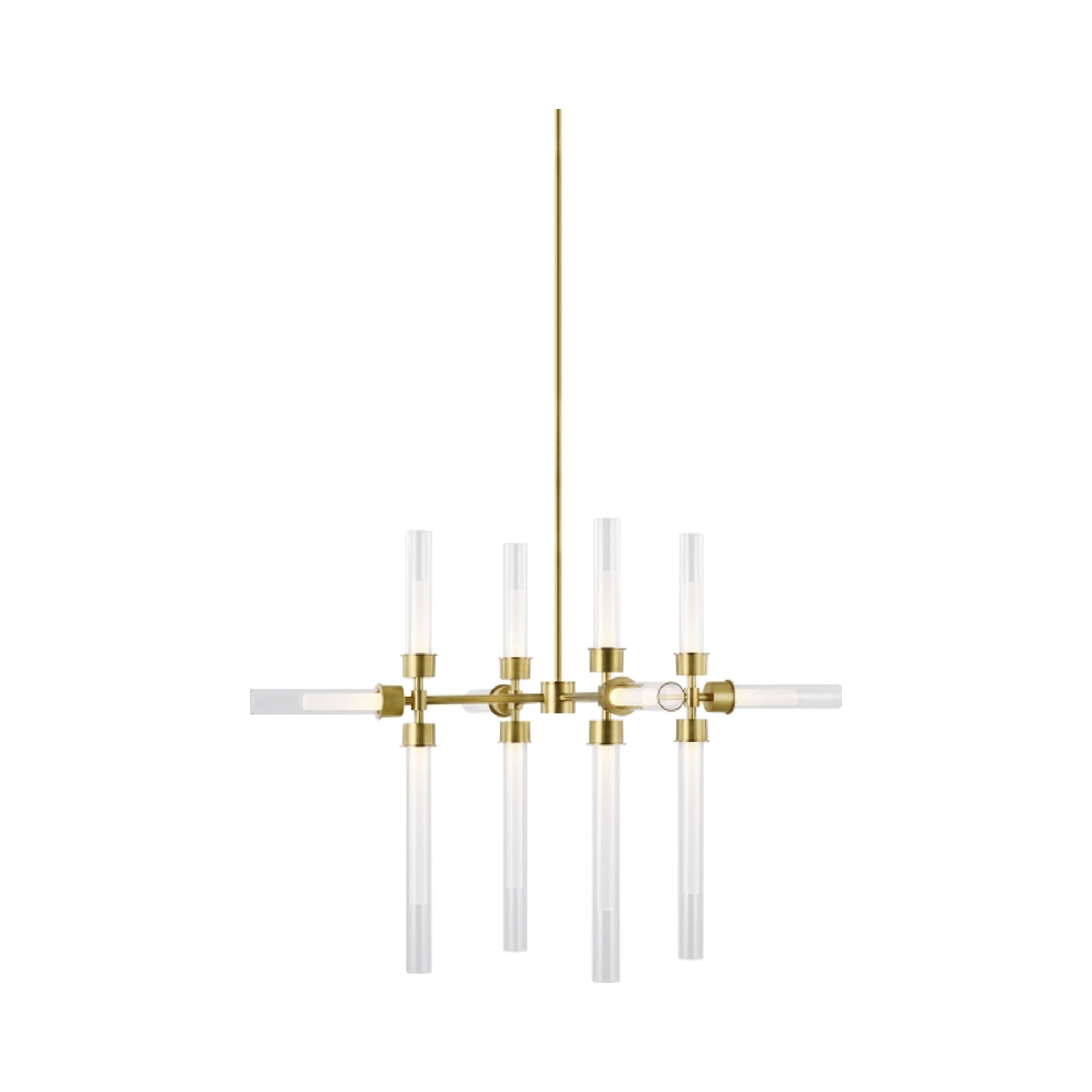 Polished Nickel 12-Light LED Chandelier with Glass Cylinders