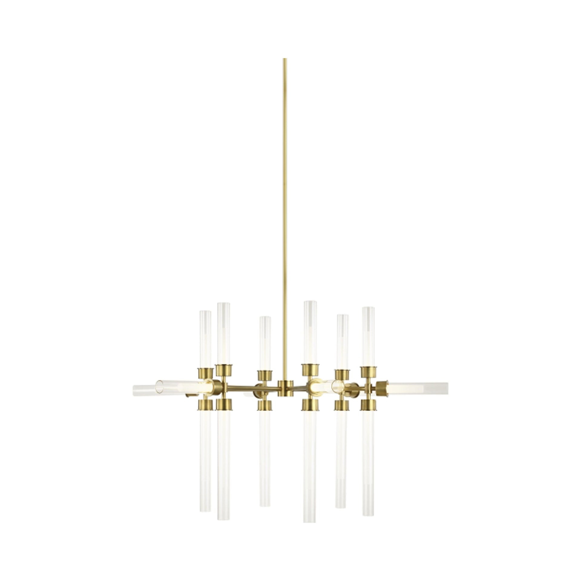 Luminous Brass 18-Light LED Chandelier with Acrylic Cylinders
