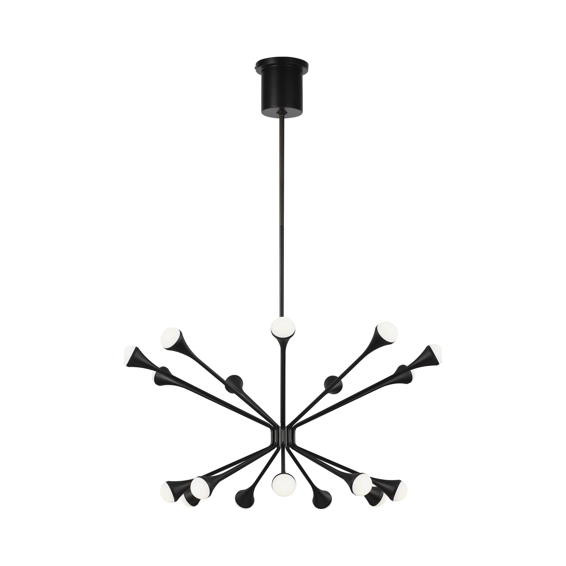 Matte Black Dual-Ring 18-Light LED Chandelier