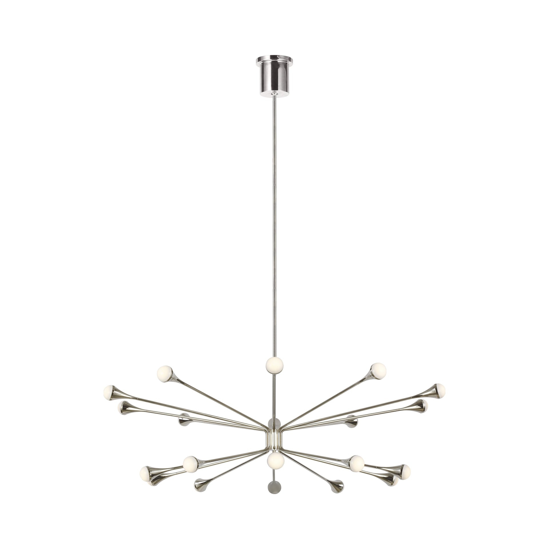 Lody Mid-Century Modern 20-Light Polished Nickel LED Chandelier