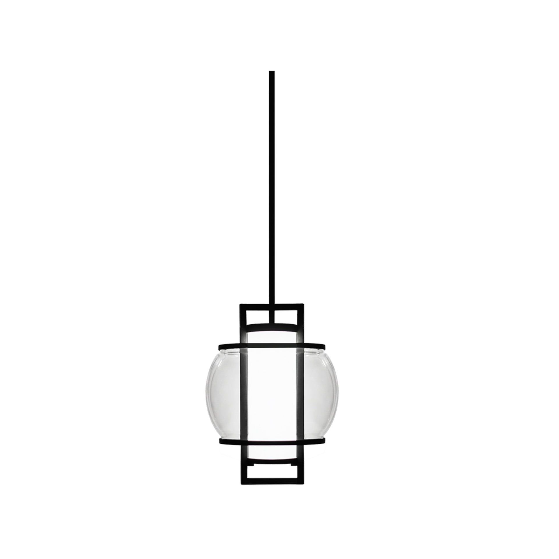 Lucid Black Orb LED Pendant with Mouth-Blown Opal Glass