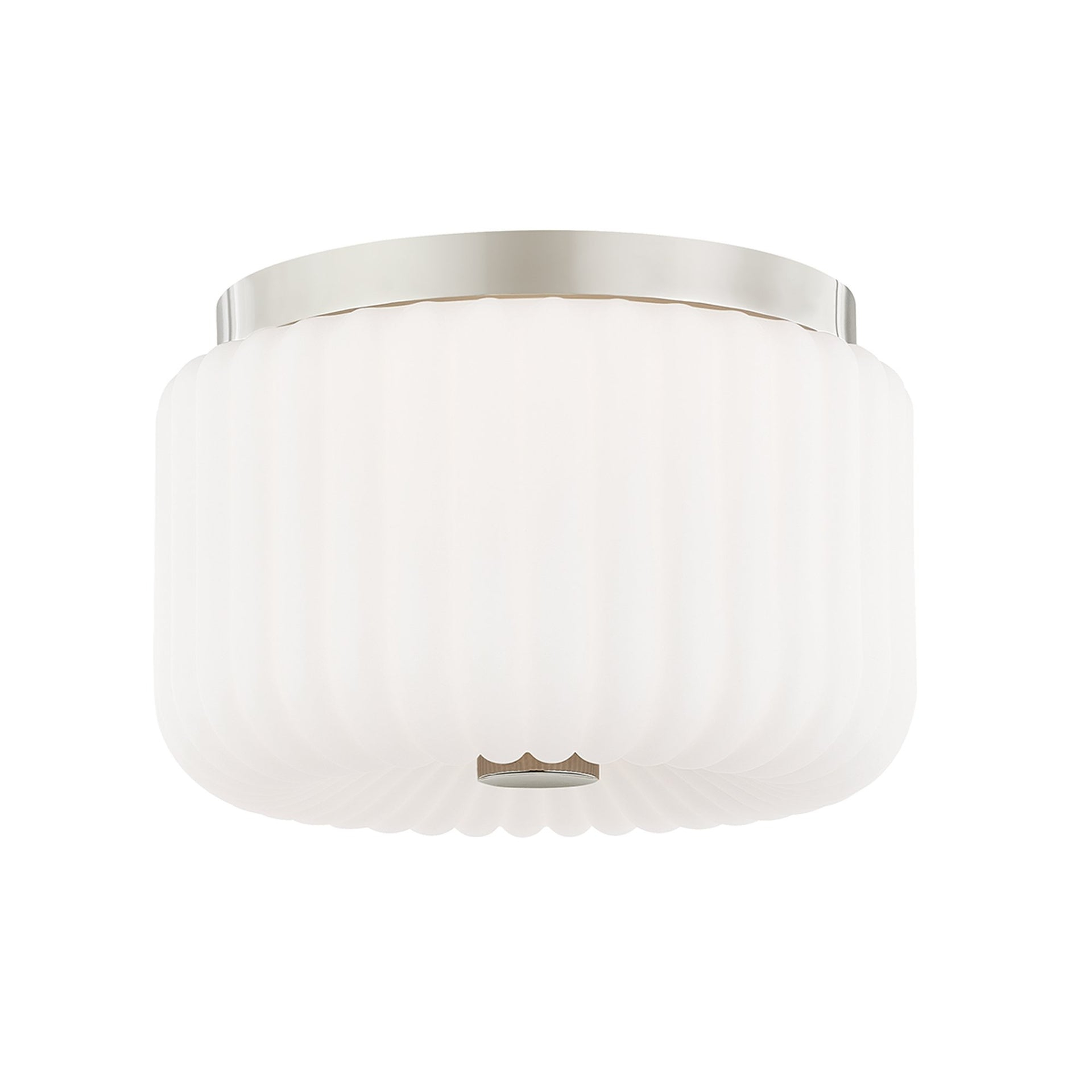 Polished Nickel 10" Glass Drum Flush Mount Light
