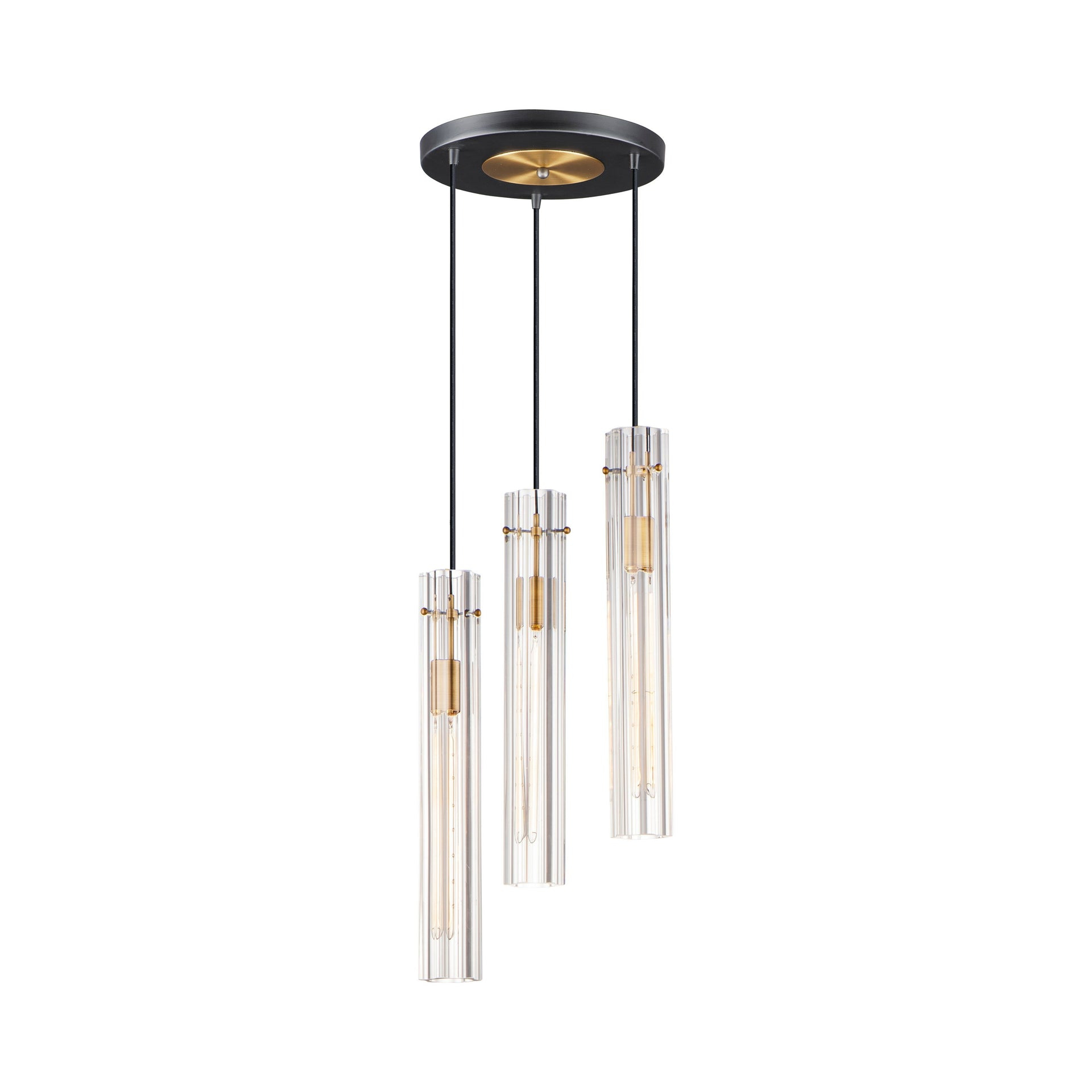 Maxim 16123CLBKAB 13 in. Flambeau 3 Light Black & Antique Brass Chandelier Ceiling Light