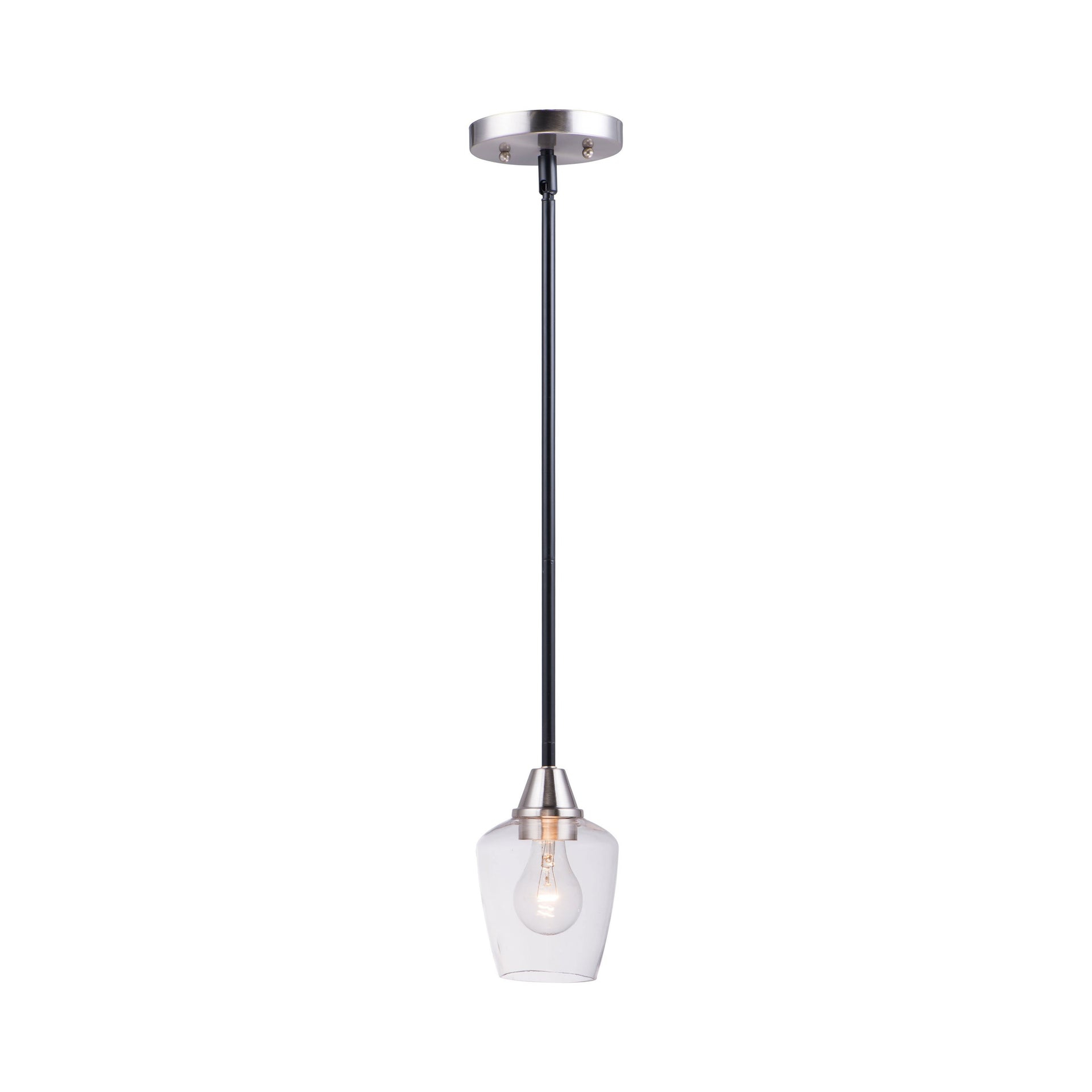 Maxim 96120CLBKSN 5 in. Goblet One-Light Mini Pendant Ceiling Light, Black & Satin Nickel