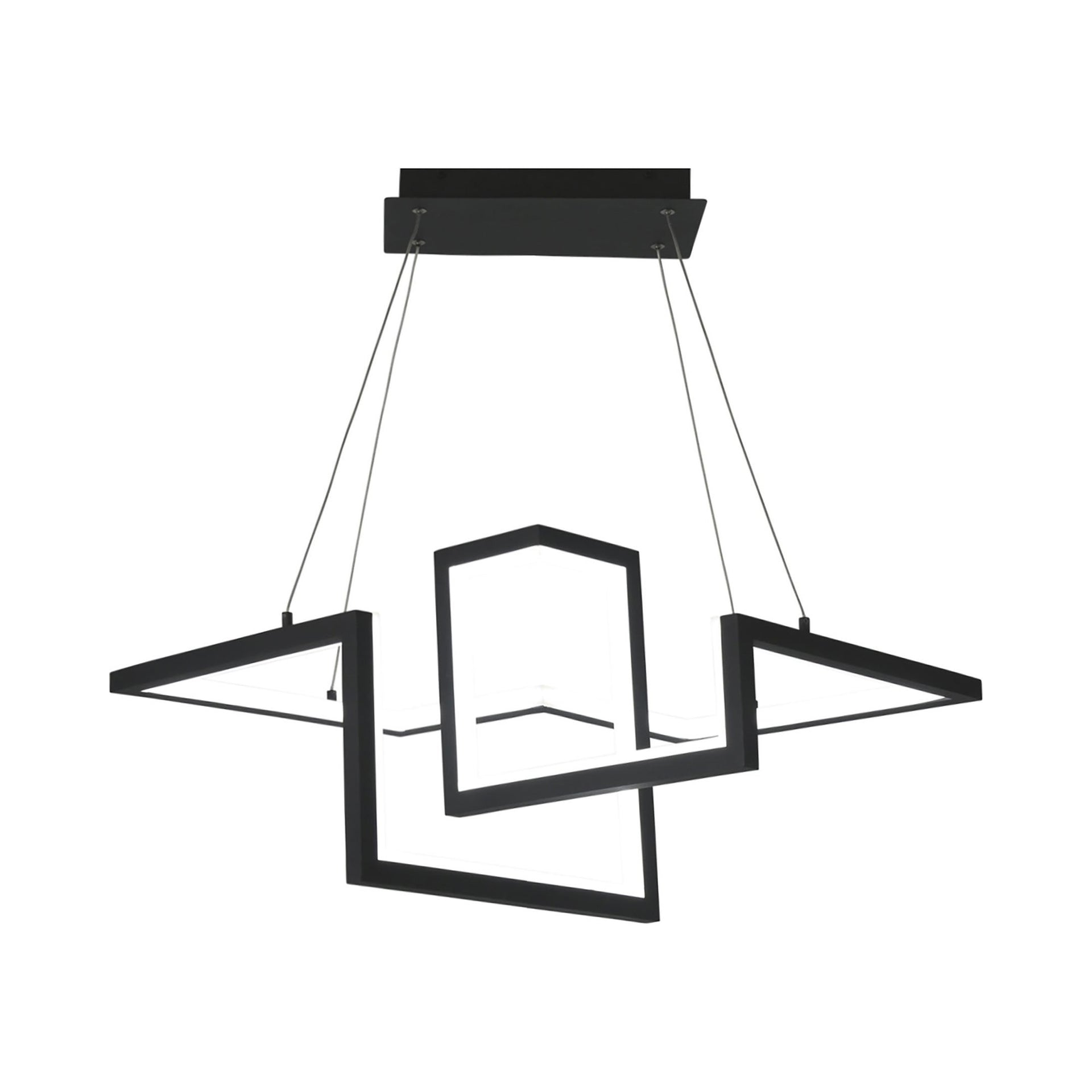 Black Geometric LED Pendant Light with Glass Panels